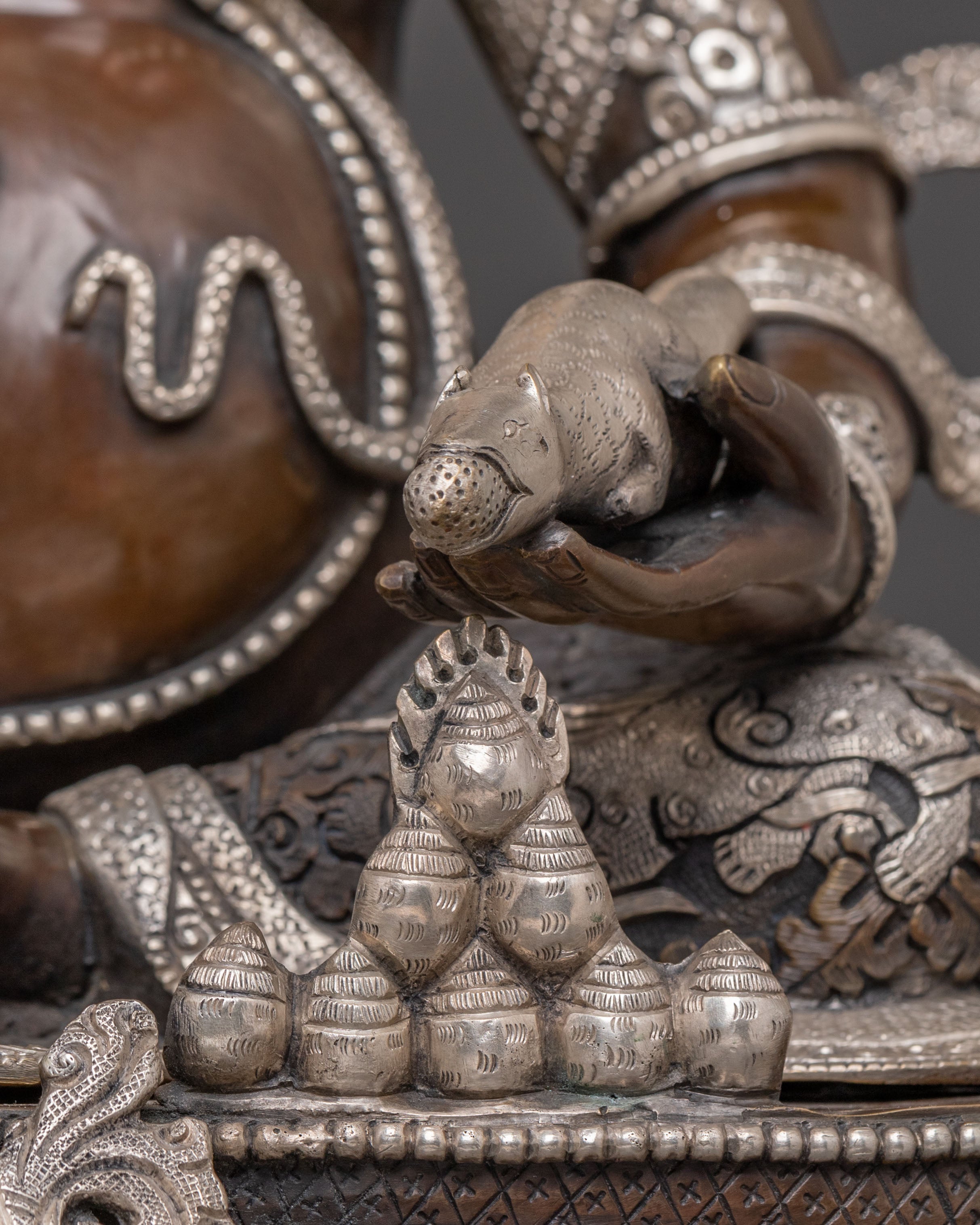 Dzambhala Sacred Statue: Masterfully Crafted Oxidized Copper