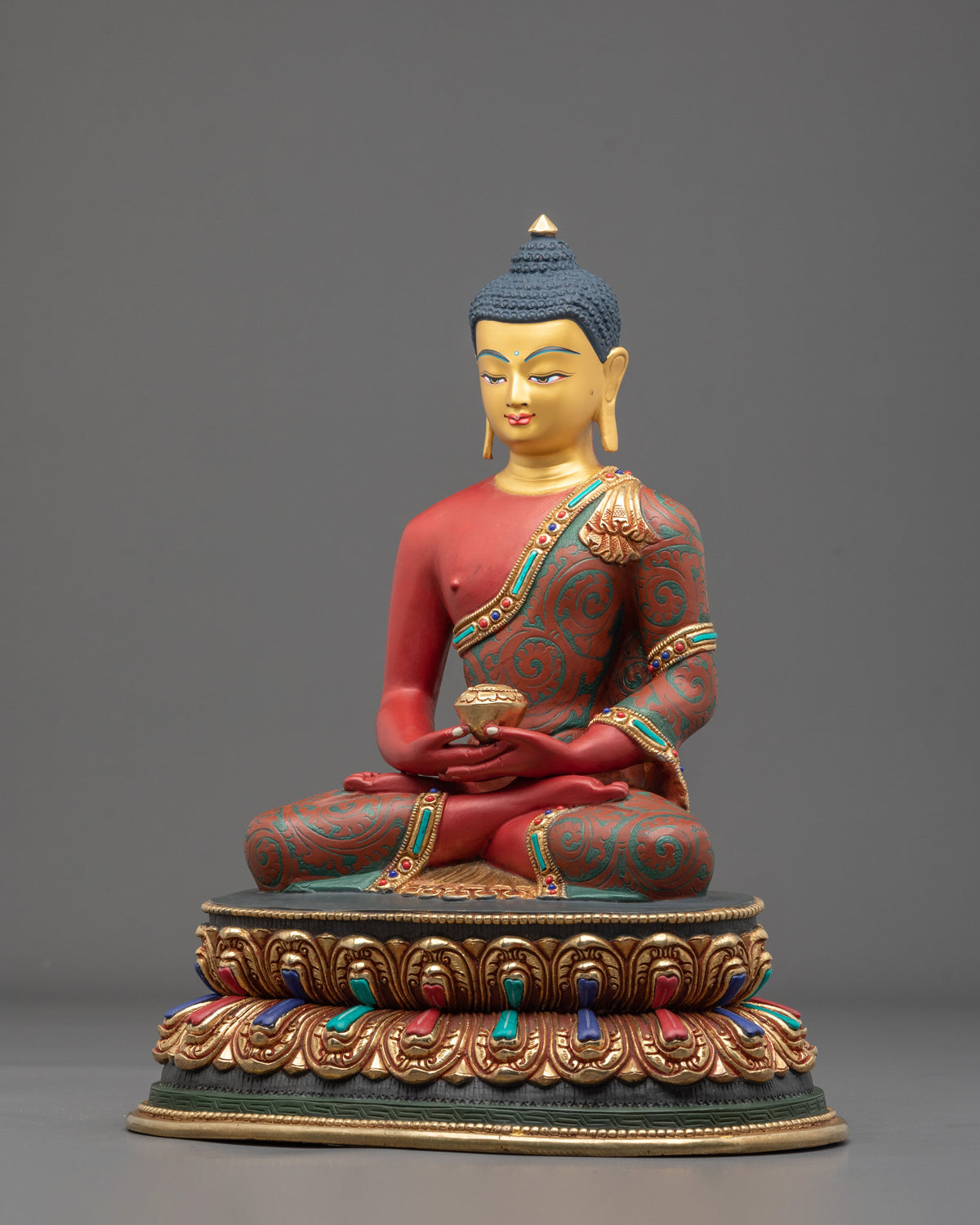 Amitabha Buddha 24K Gold Gilded Sculpture | Altar Decor