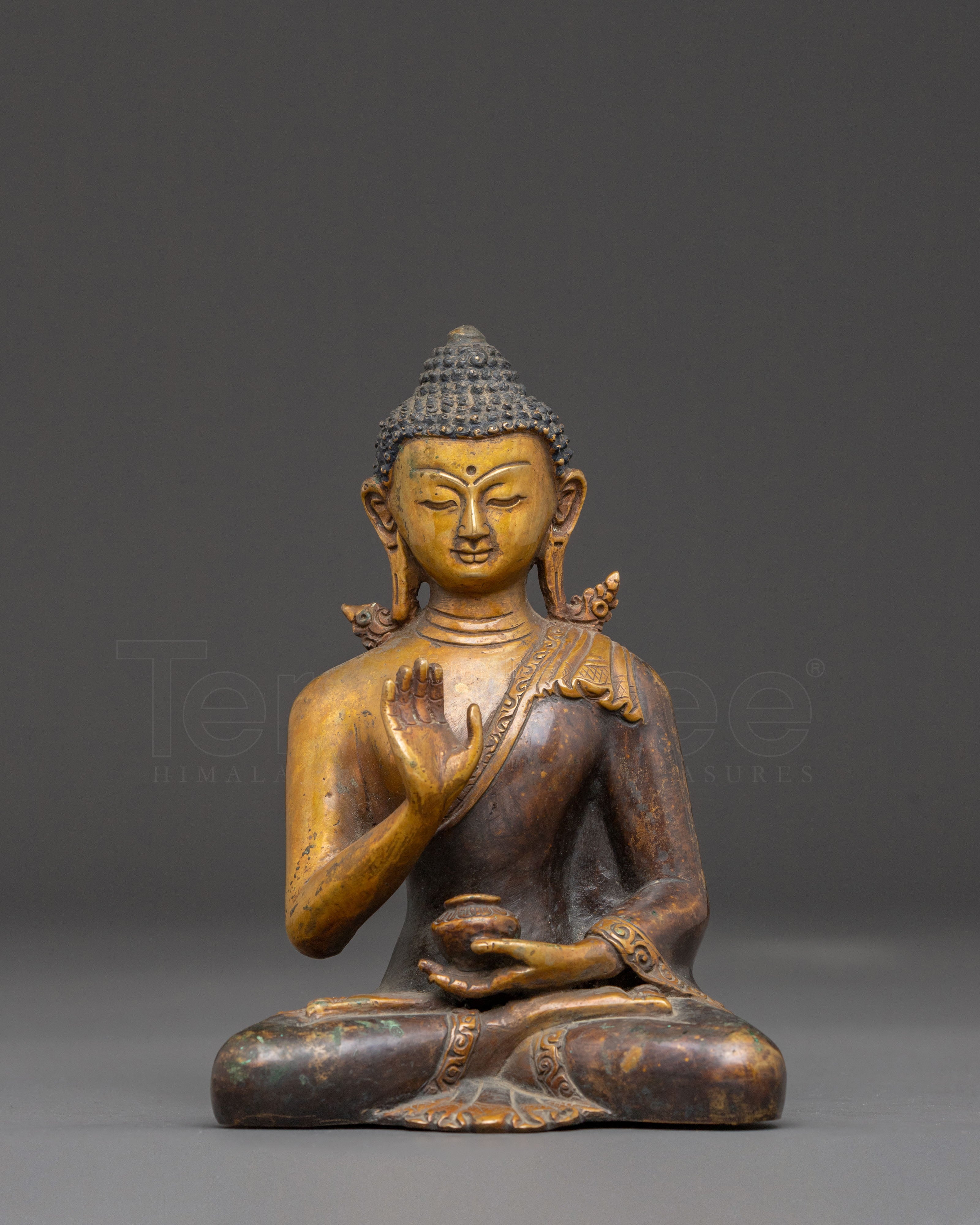 Handmade Amogasiddhi Oxidized Copper Statue | Altar Decor for Meditation