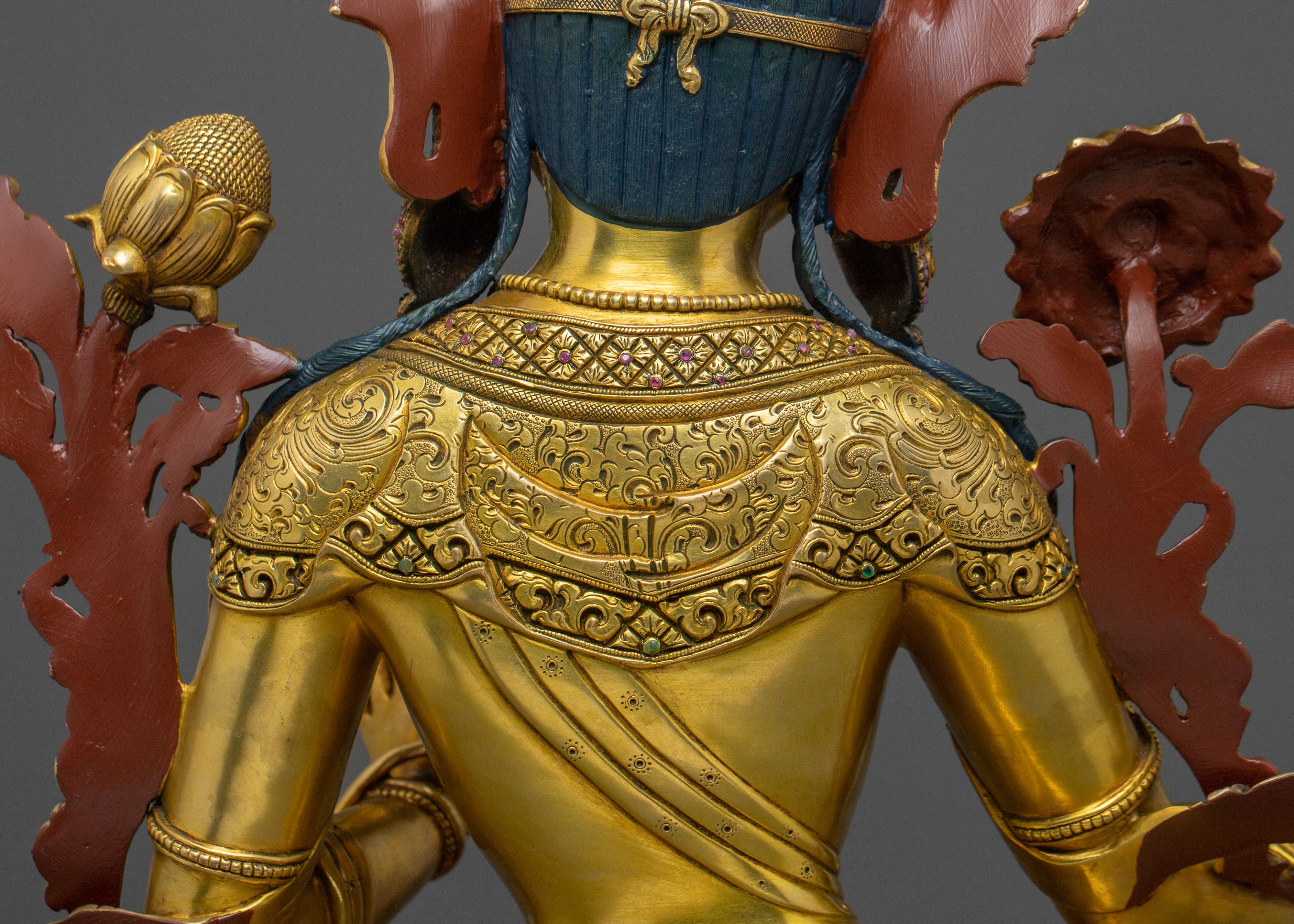 Shyamatara Divine Sculpture | 24K Gold Gilded Green Tara Compassion Statue