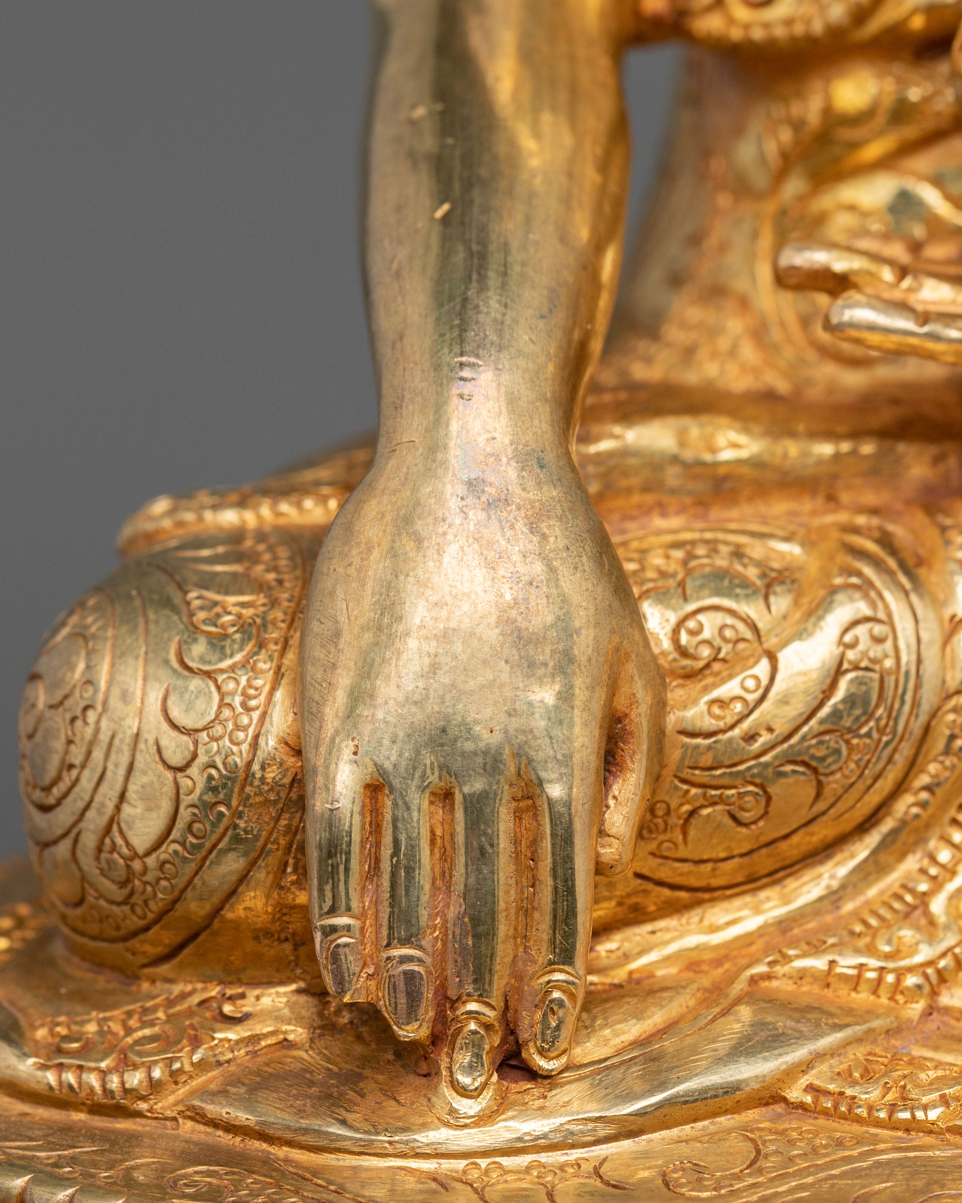 Shakyamuni Buddha Sacred Sculpture with Throne | Symbol of Wisdom Peace