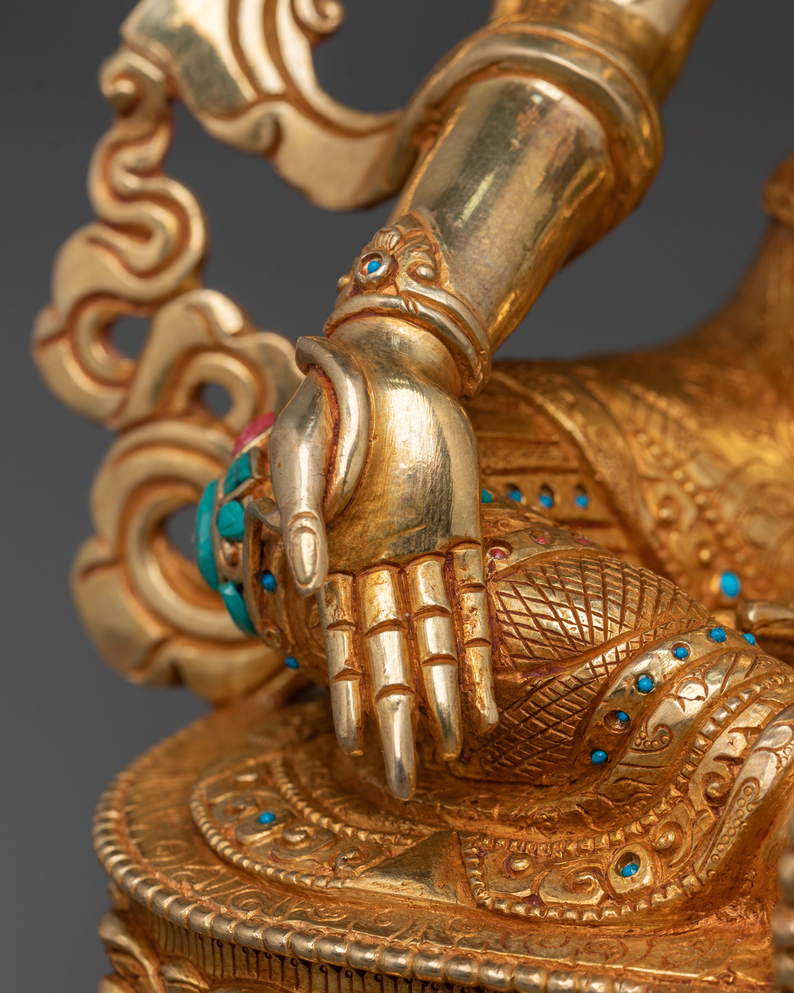 Green Tara 24K Gold Gilded Statue: Compassion Protector