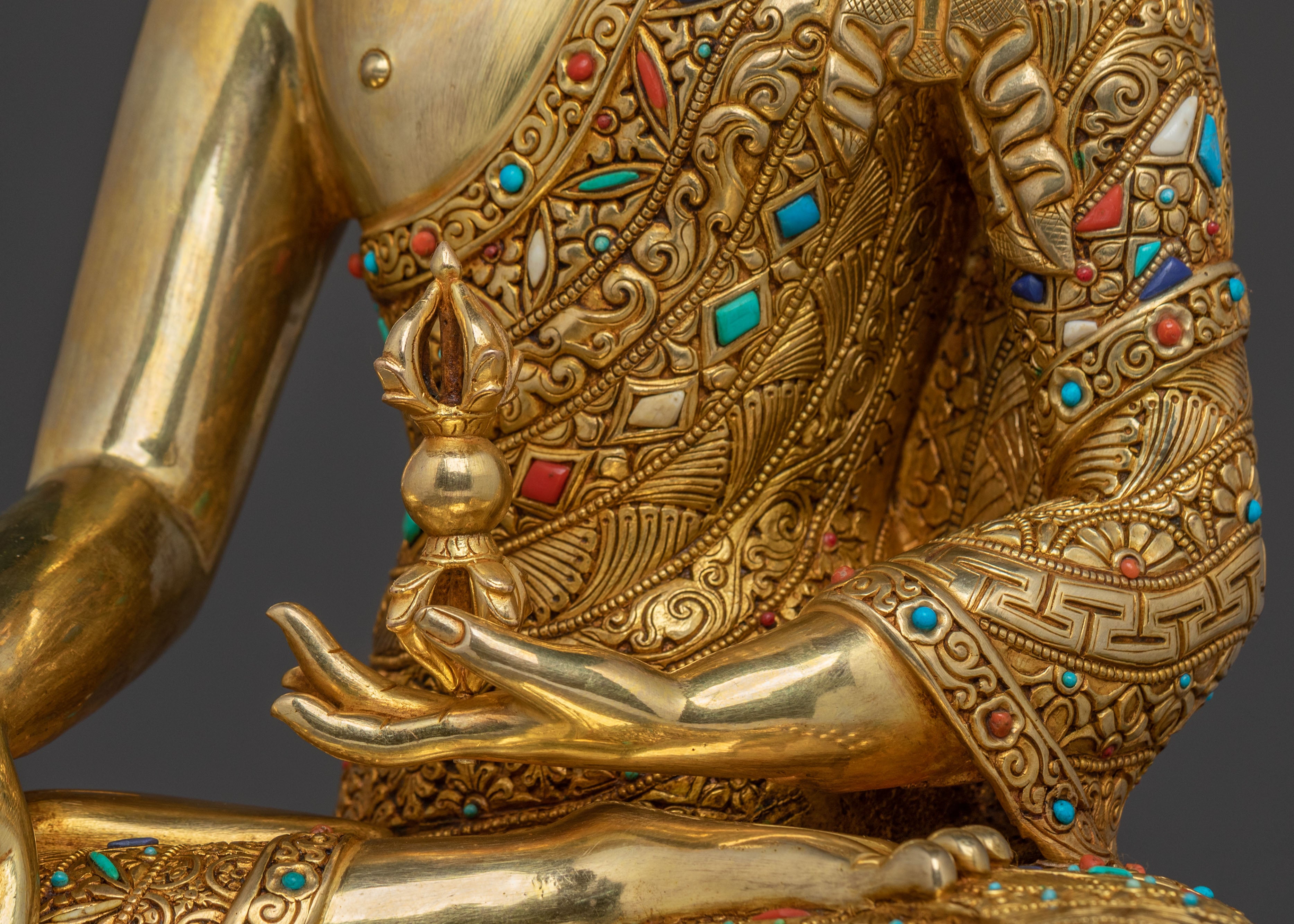 Crowned Mitrugpa Sacred Statue with 24K Gold Glided