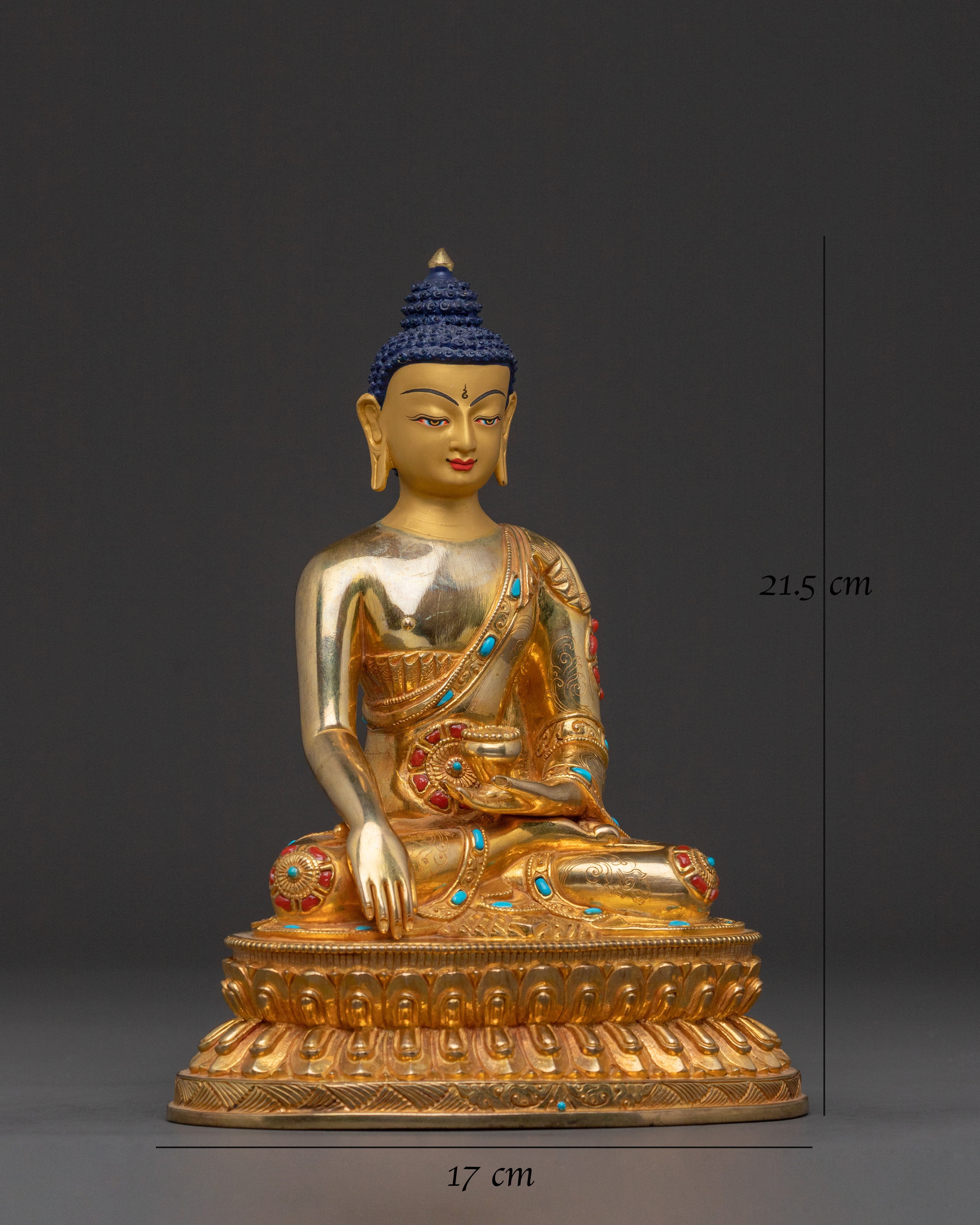 Shakyamuni Buddha Traditional Statue for Altar – 24K Gold Gilded