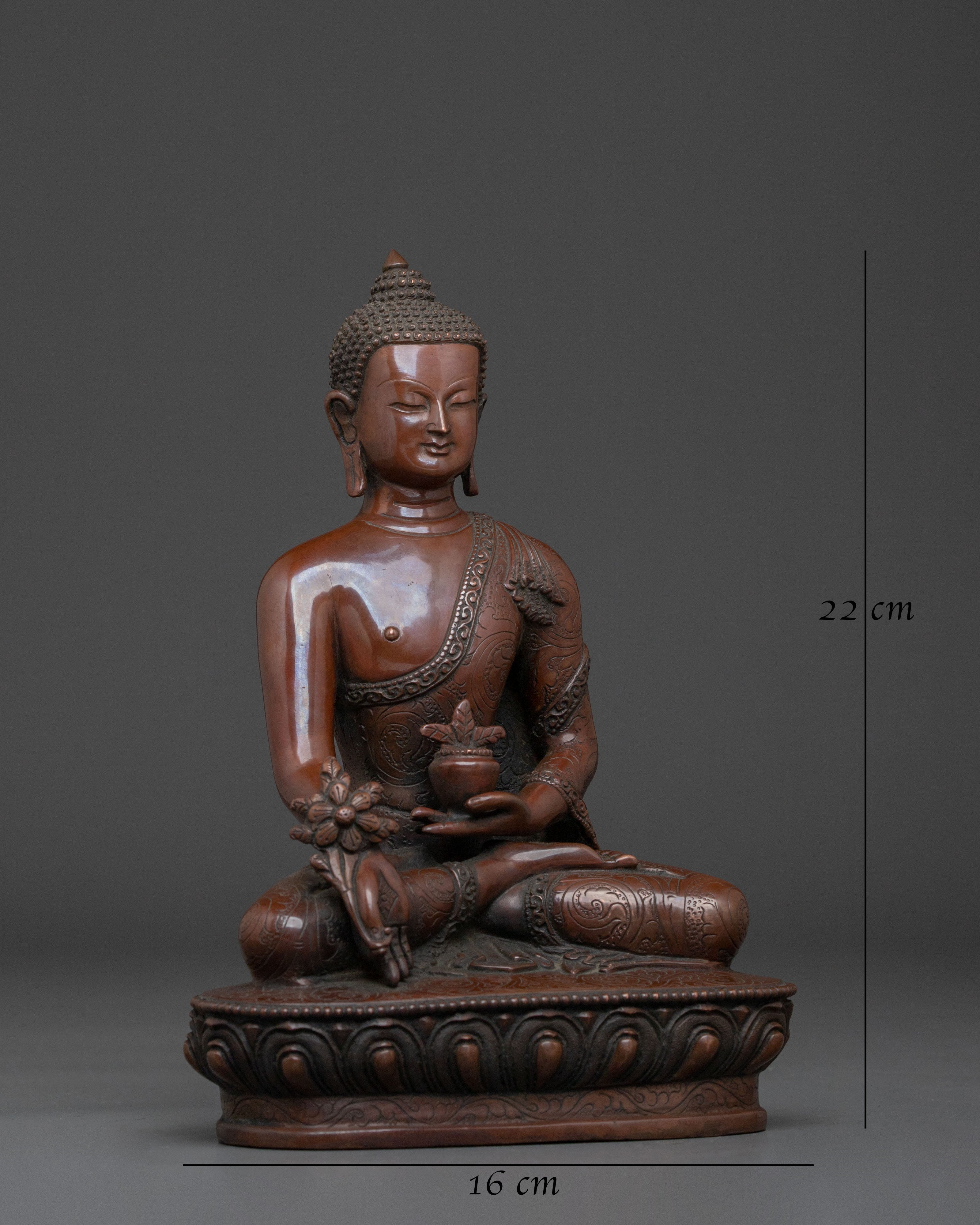 Bhaisajyaguru Statue | Oxidized Copper Healing Buddha