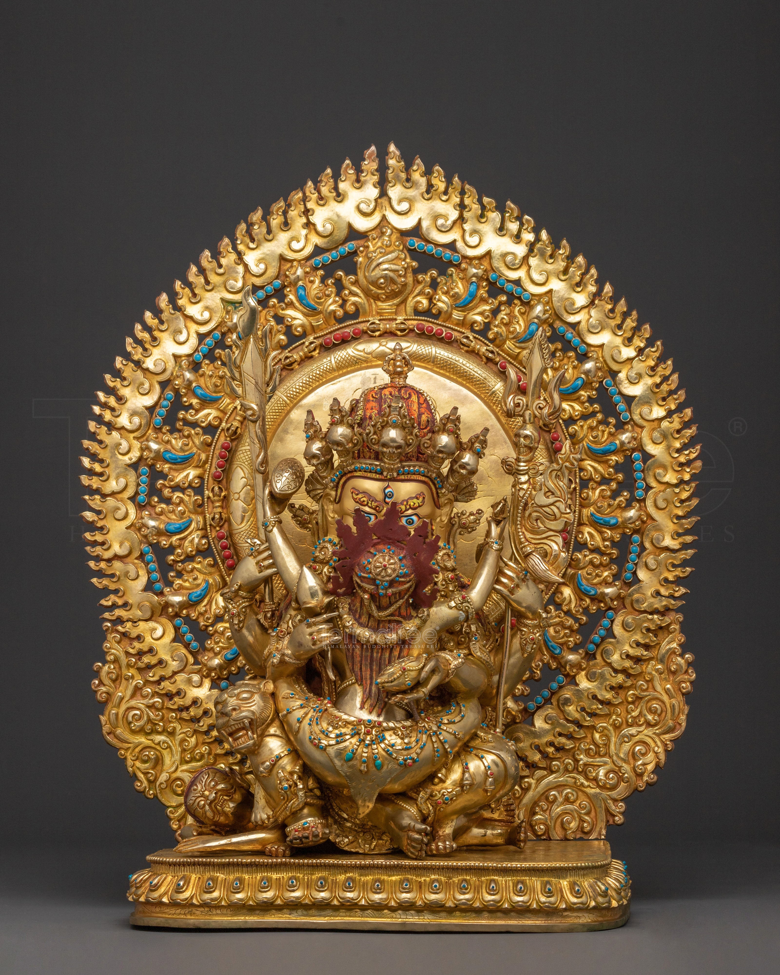 Chaturbhuja Mahakala Statue with Consort