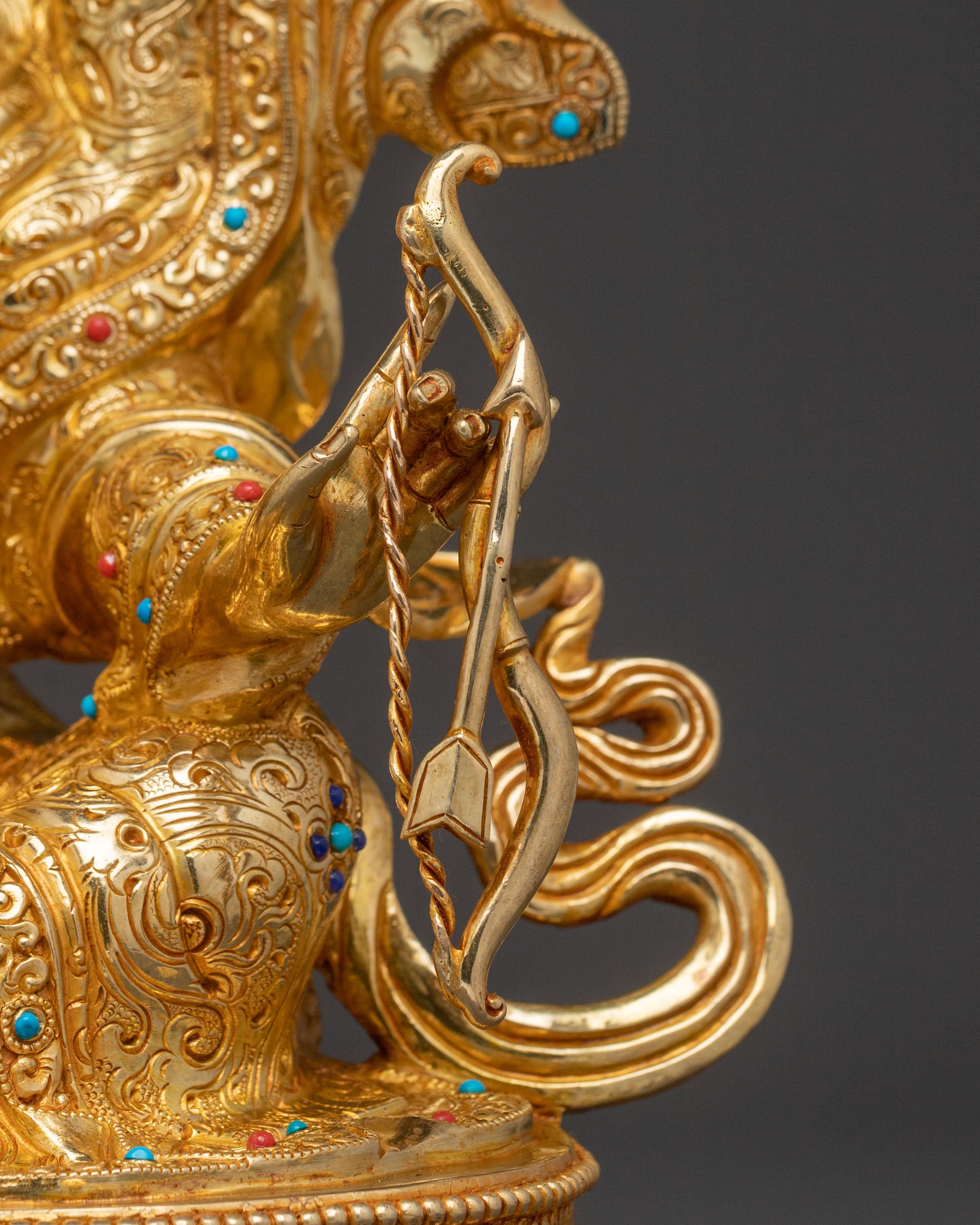 Wealth King Gesar Sculpture: 24K Gold Gilded