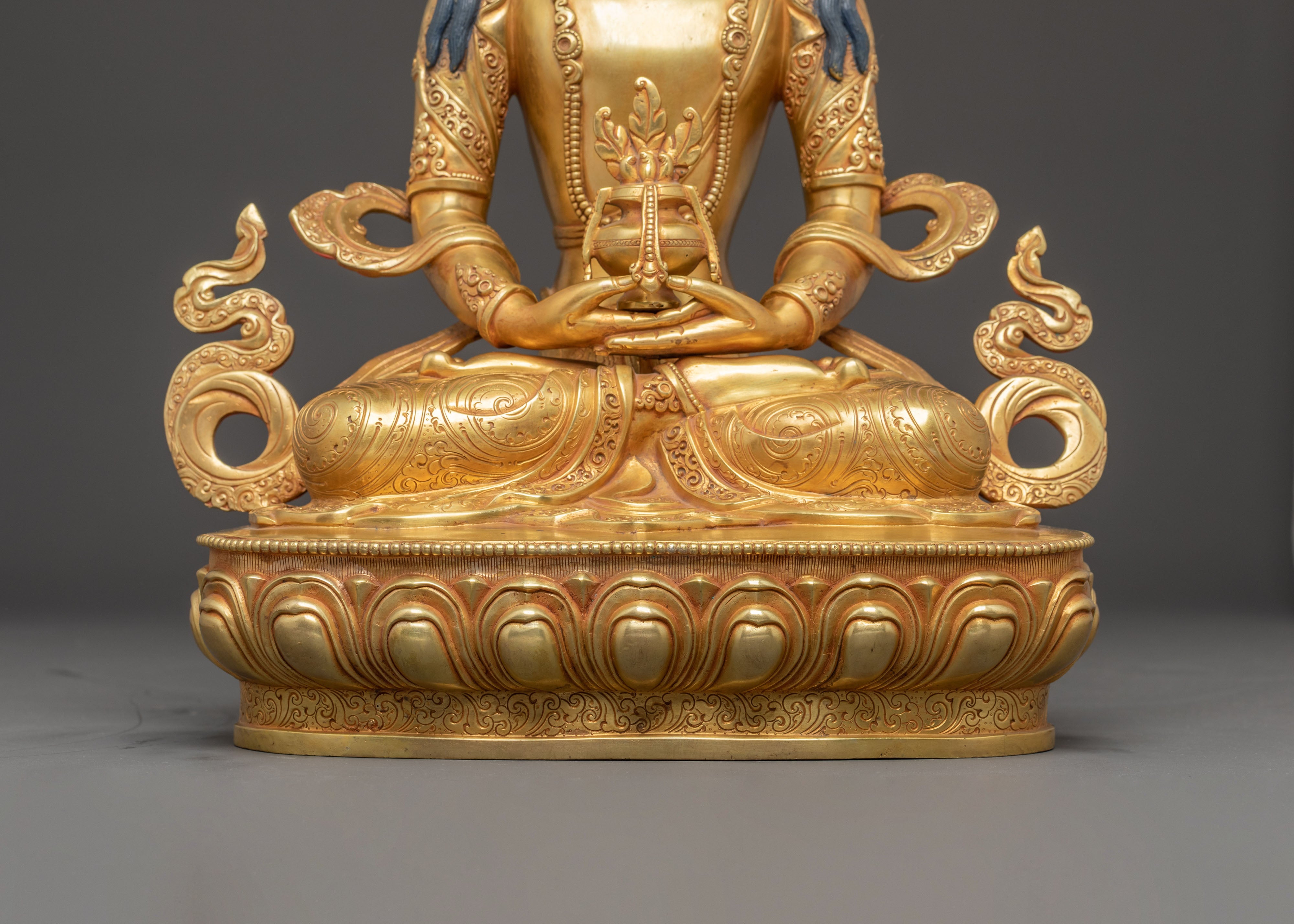 Golden Longevity Buddha Amitayus Statue | Traditional Himalayan Art
