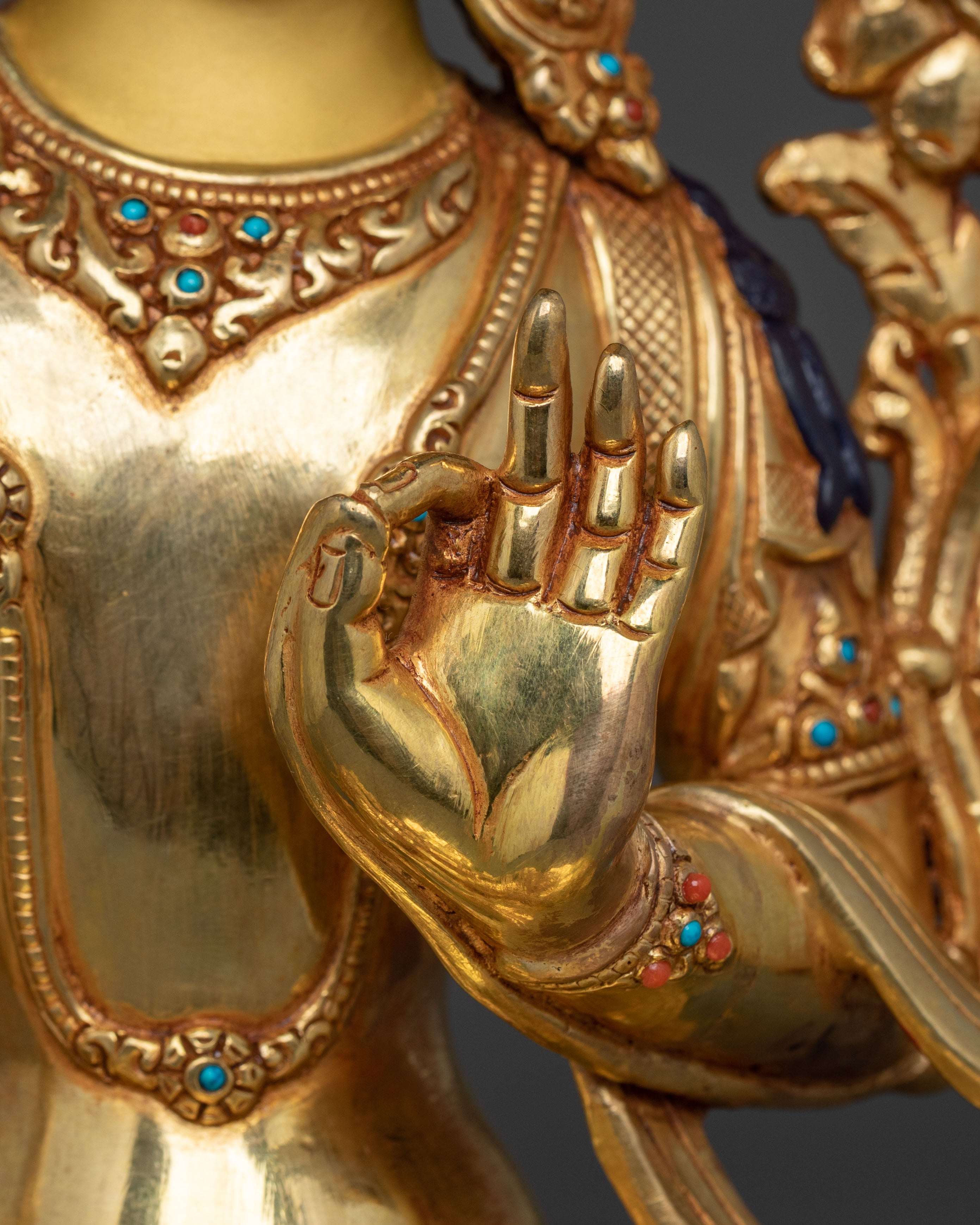 Flaming Sword of Wisdom Manjushri Statue | 24K Gold Gilded