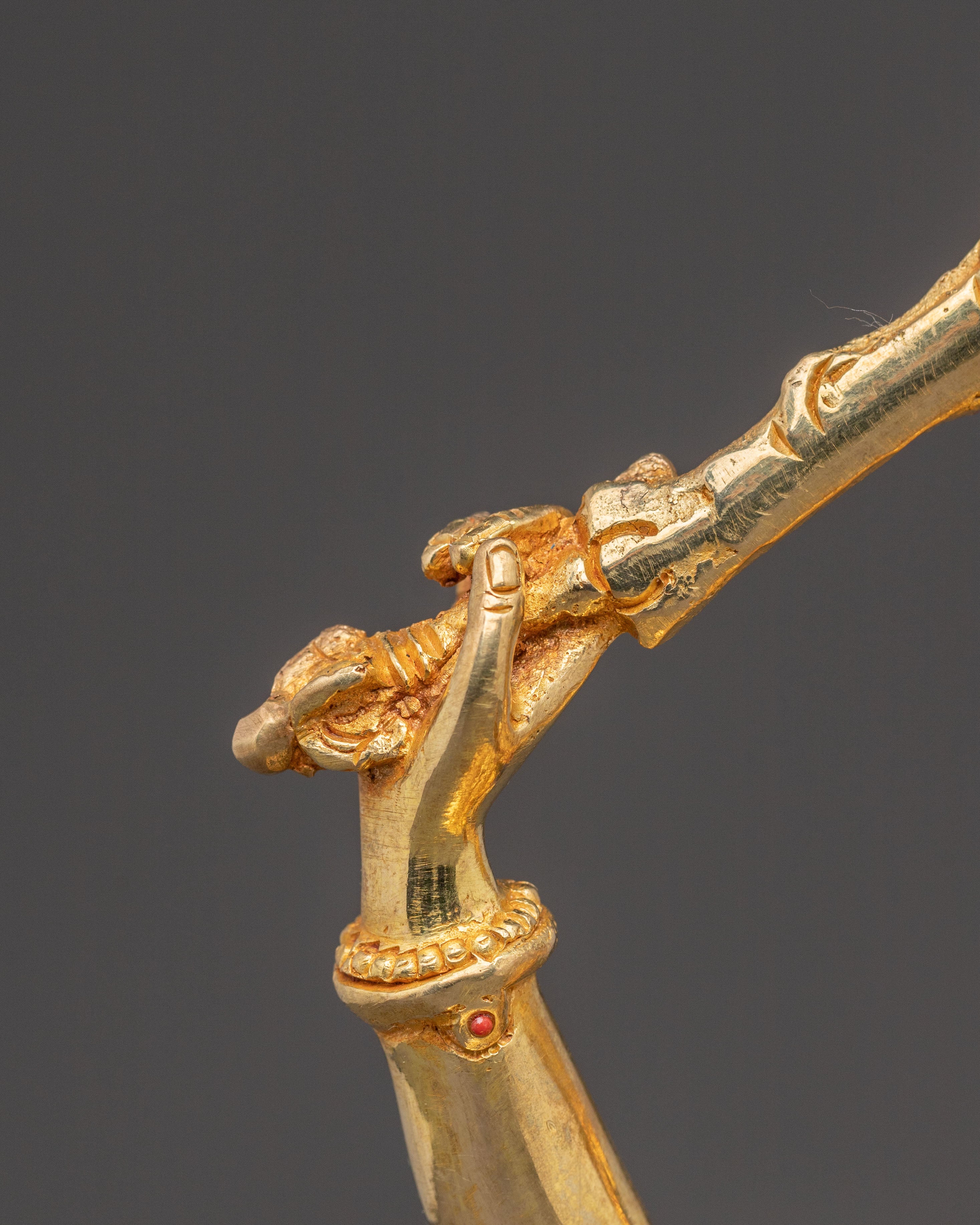 Handcrafted Manjushri Sacred Statue – Gilded Copper & Gemstone Art