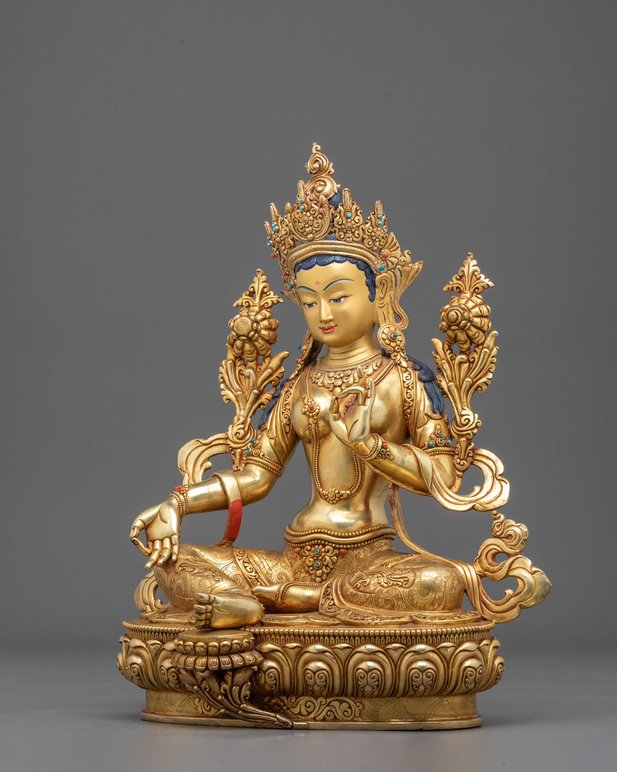 Green Tara Golden Statue | Handcrafted Buddhist Figurine