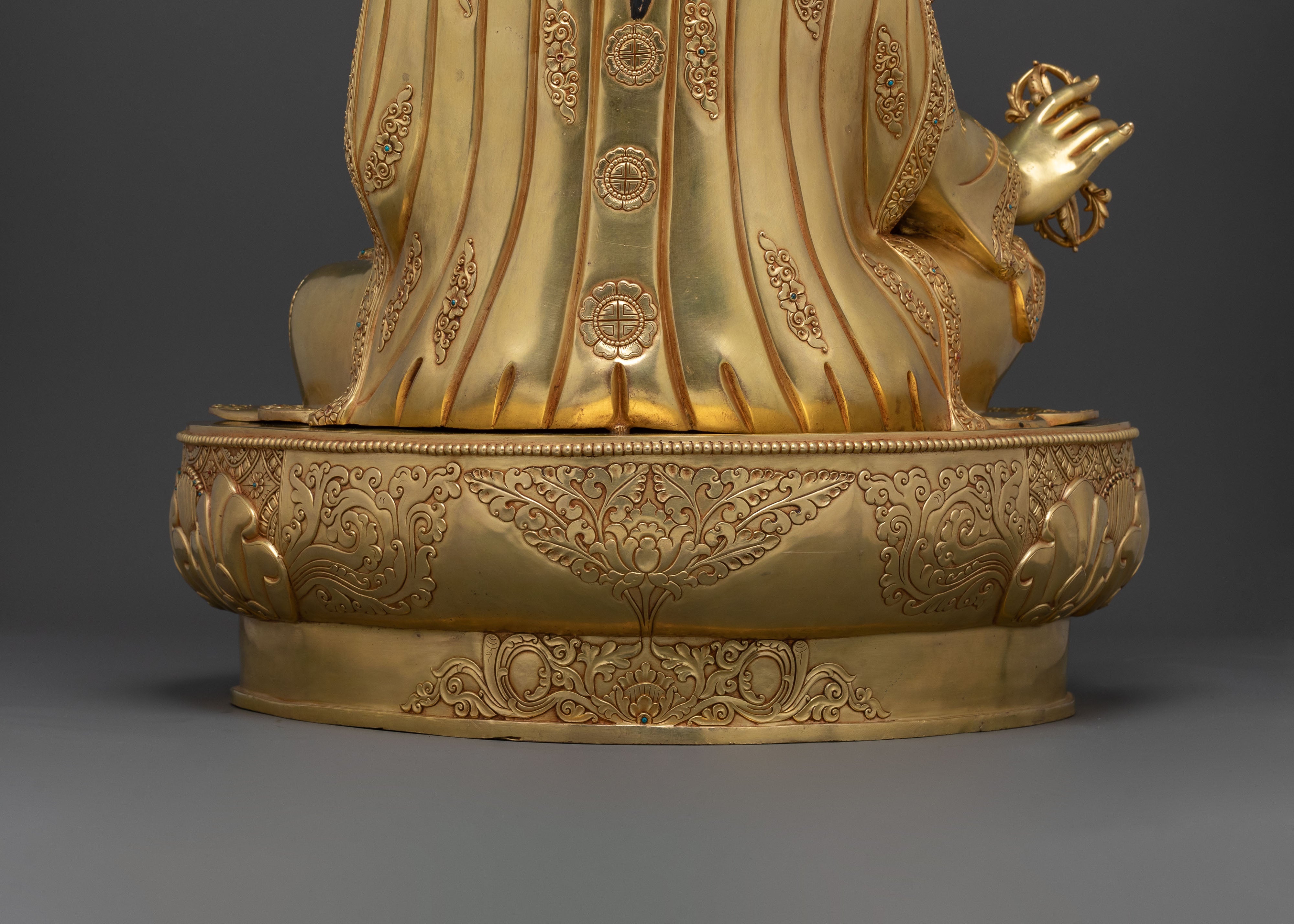 Guru Rinpoche Sacred Lotus Statue | 24K Gold Gilded