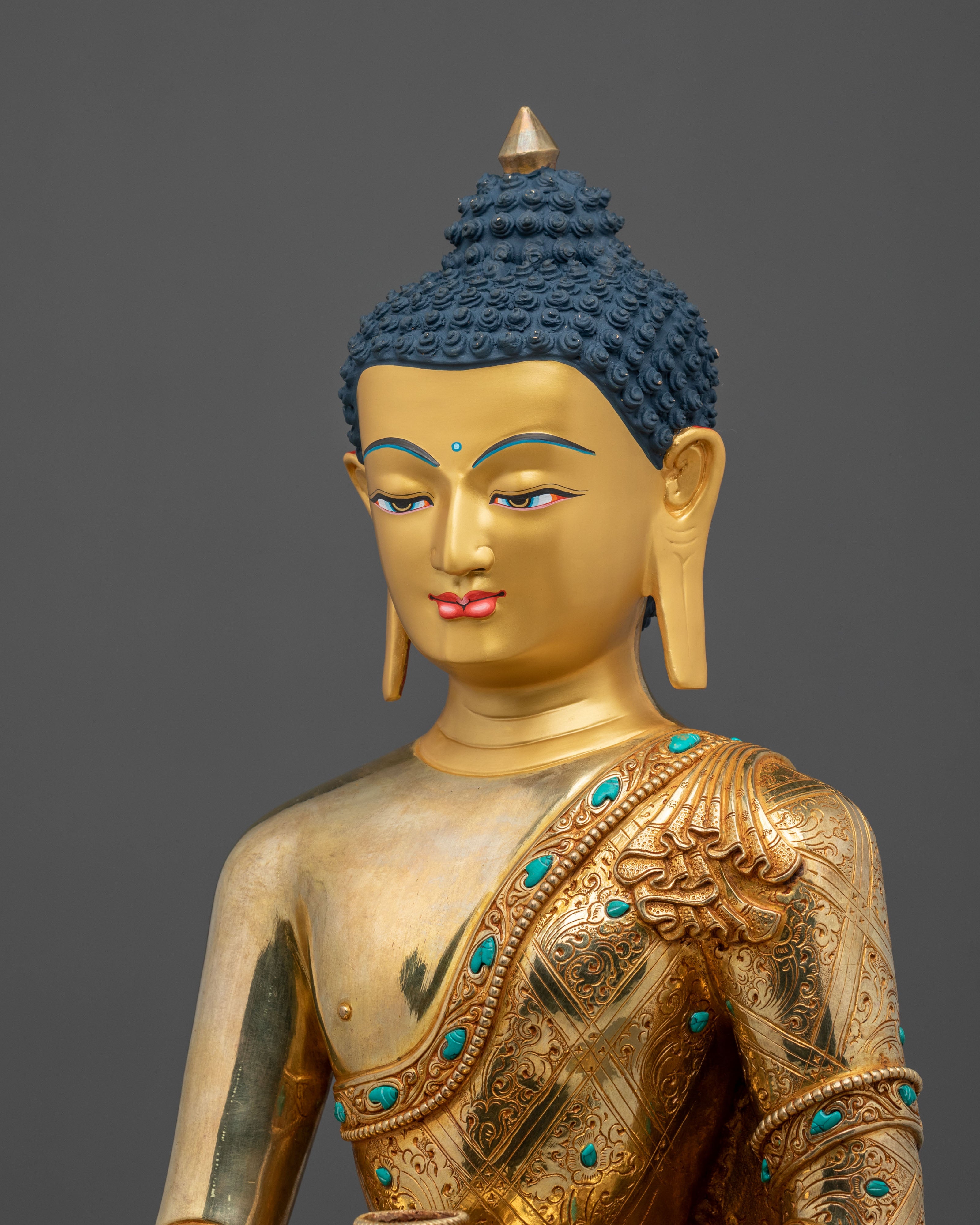 Himalayan Shakyamuni Buddha Sculpture | Gilded Serenity