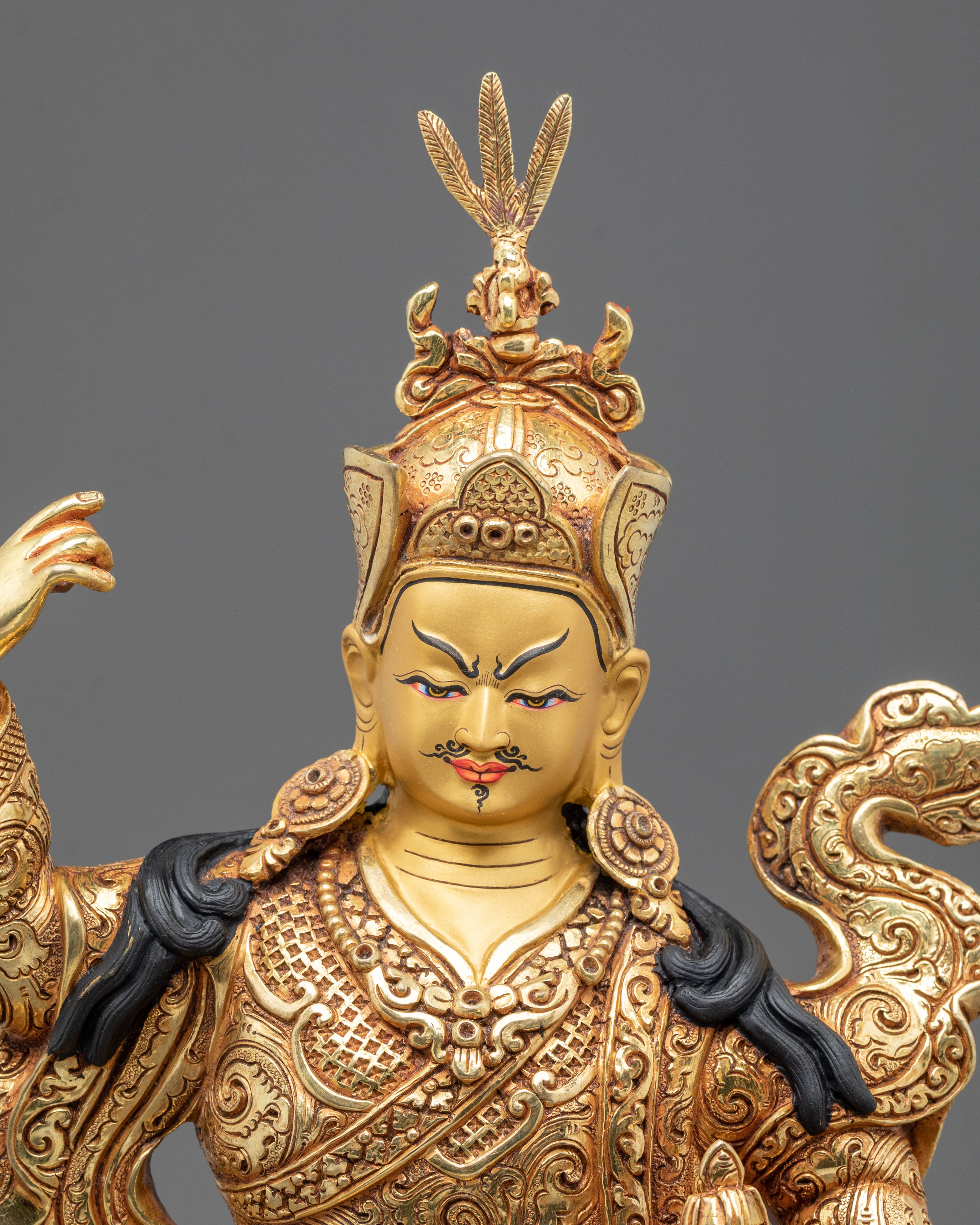 Dancing Guru Rinpoche Statue | 24K Gold Gilded Artistry