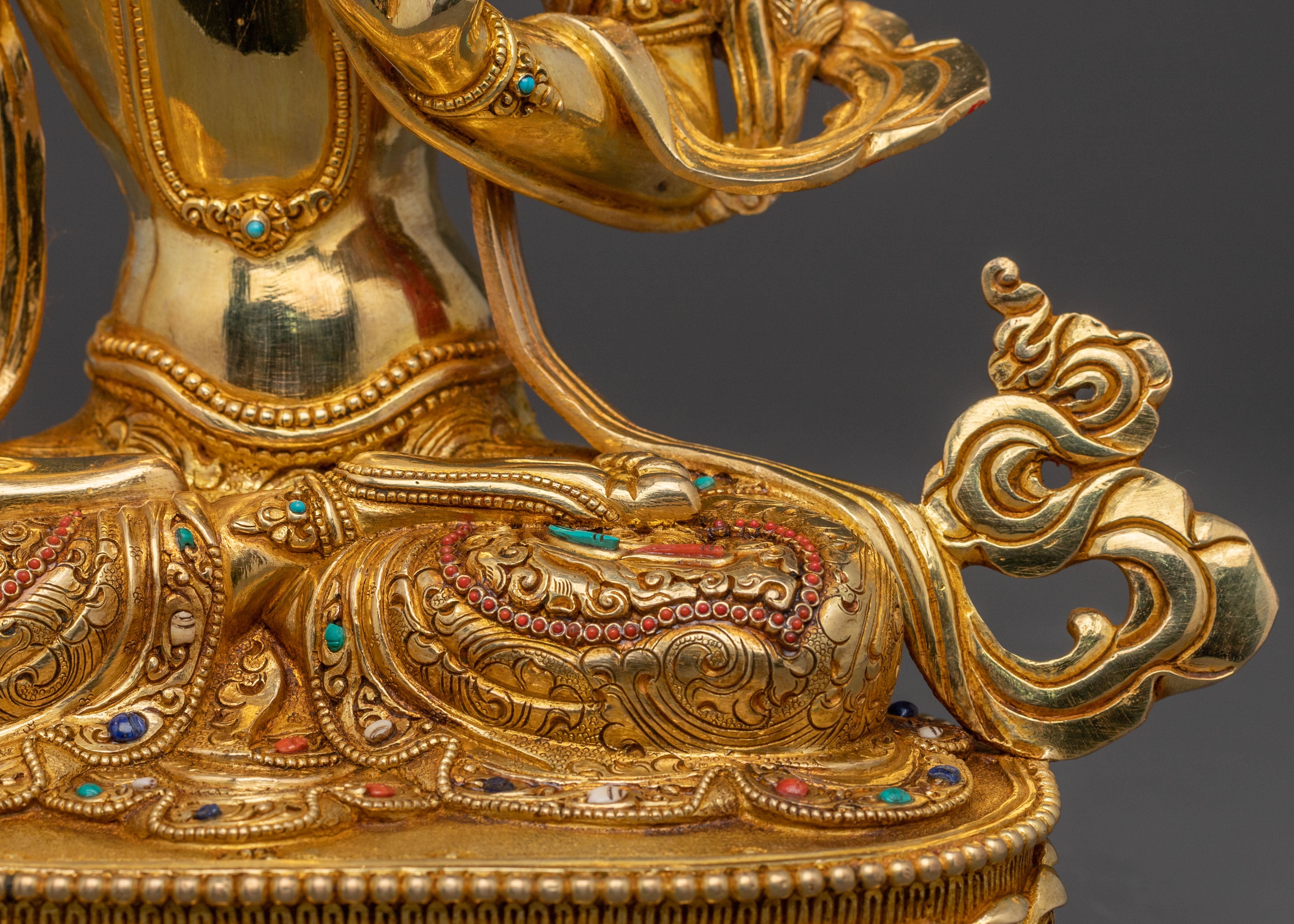 Manjushri Spiritual Guidance Statue – 24K Gilded Copper