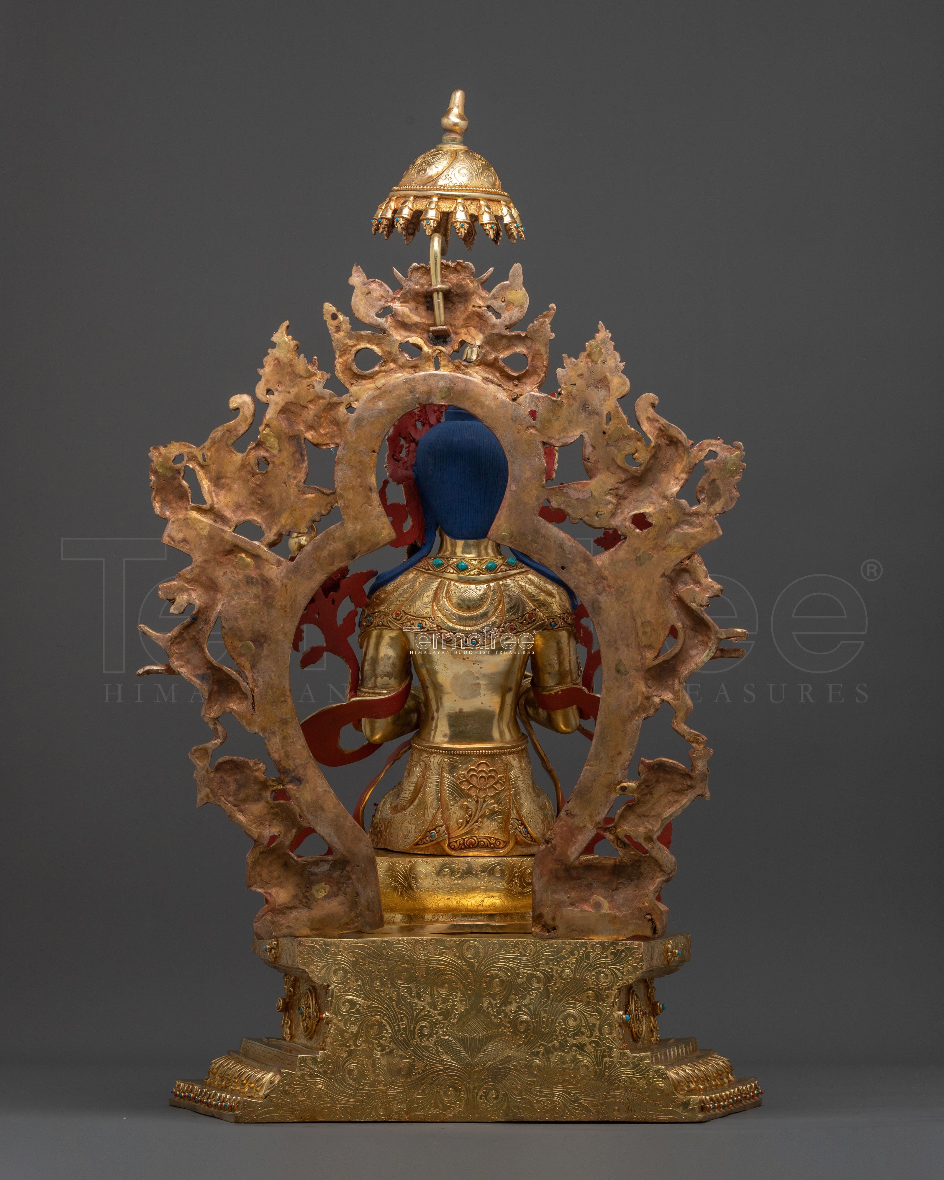 Maitreya Buddha Fire Gold Gilded Statue | Home Decor