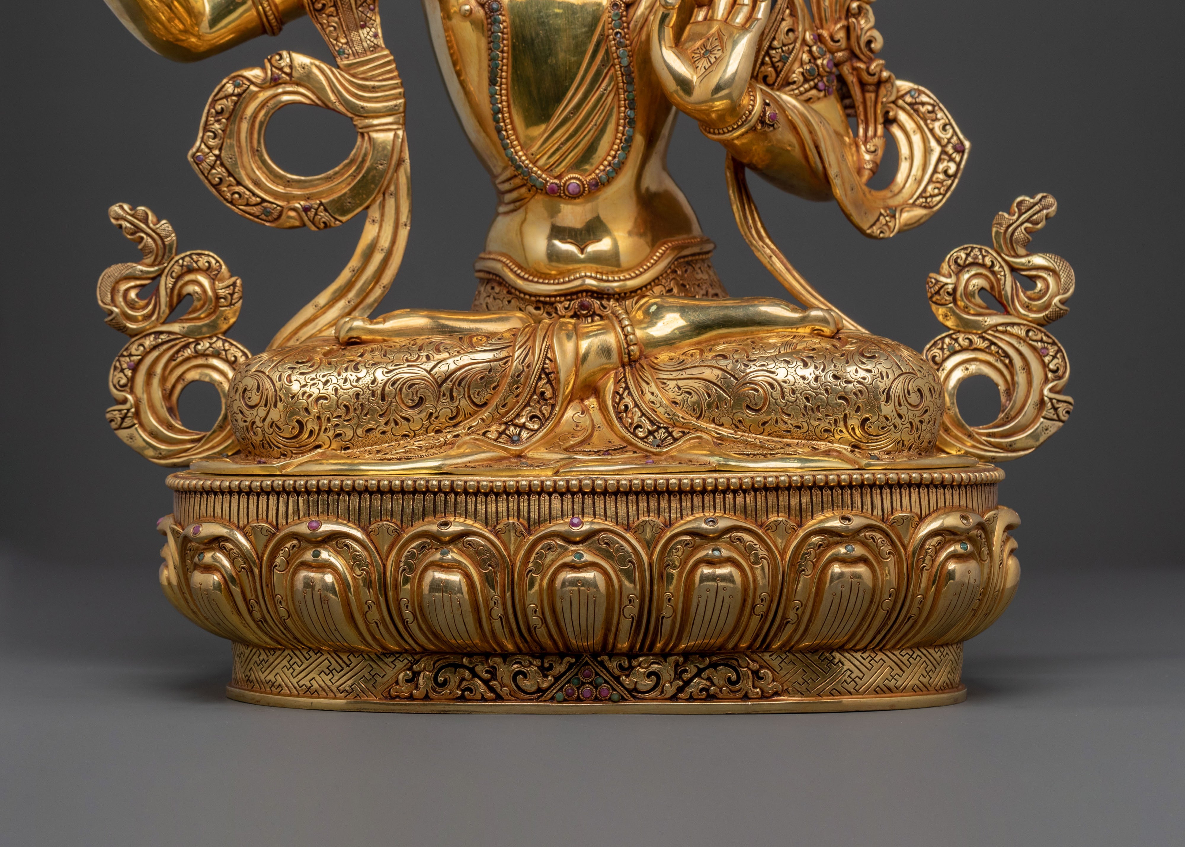 Manjushri: Radiant 24K Gold Gilded Wisdom Statue