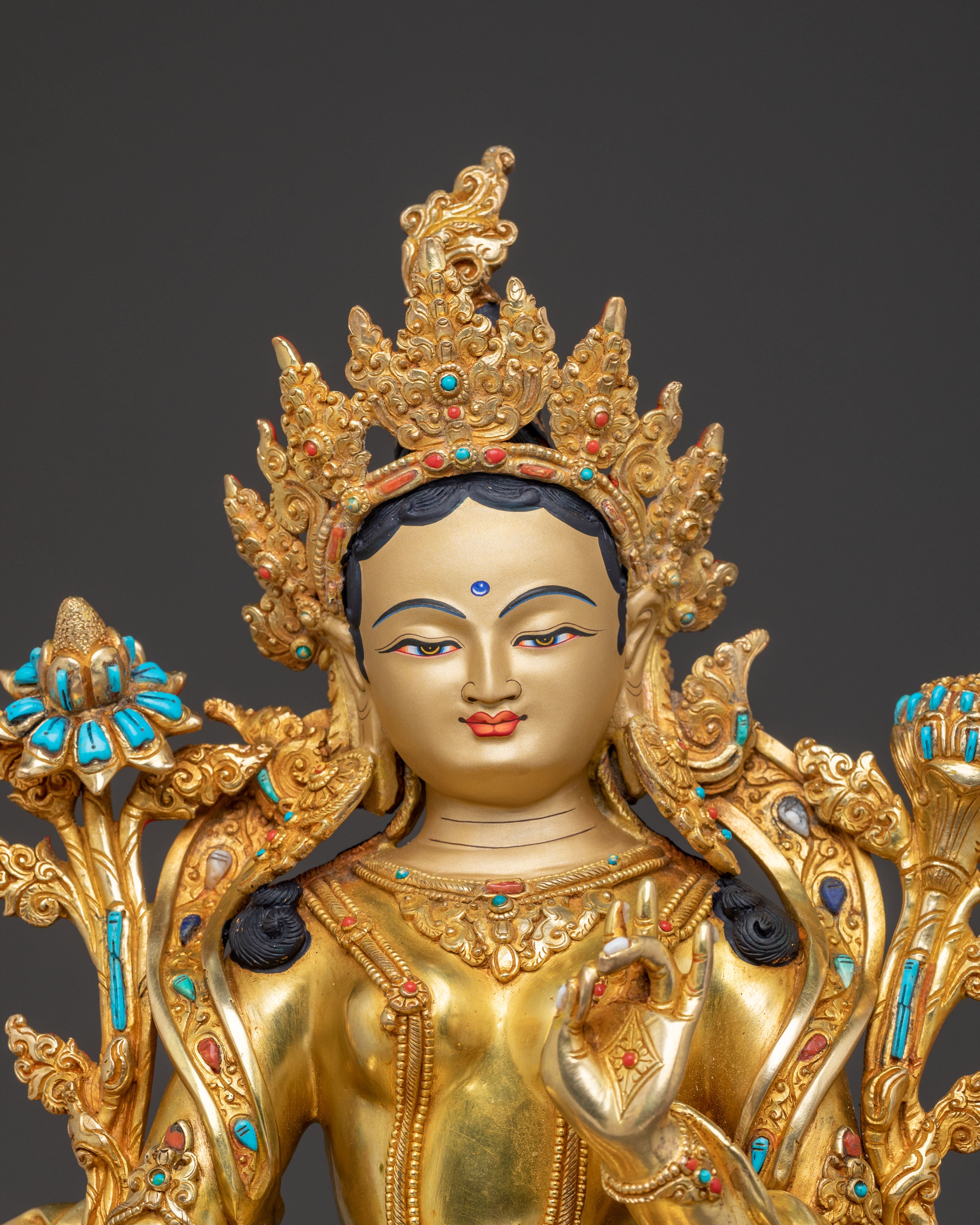 Protector Green Tara Traditional Statue | Altar Decor