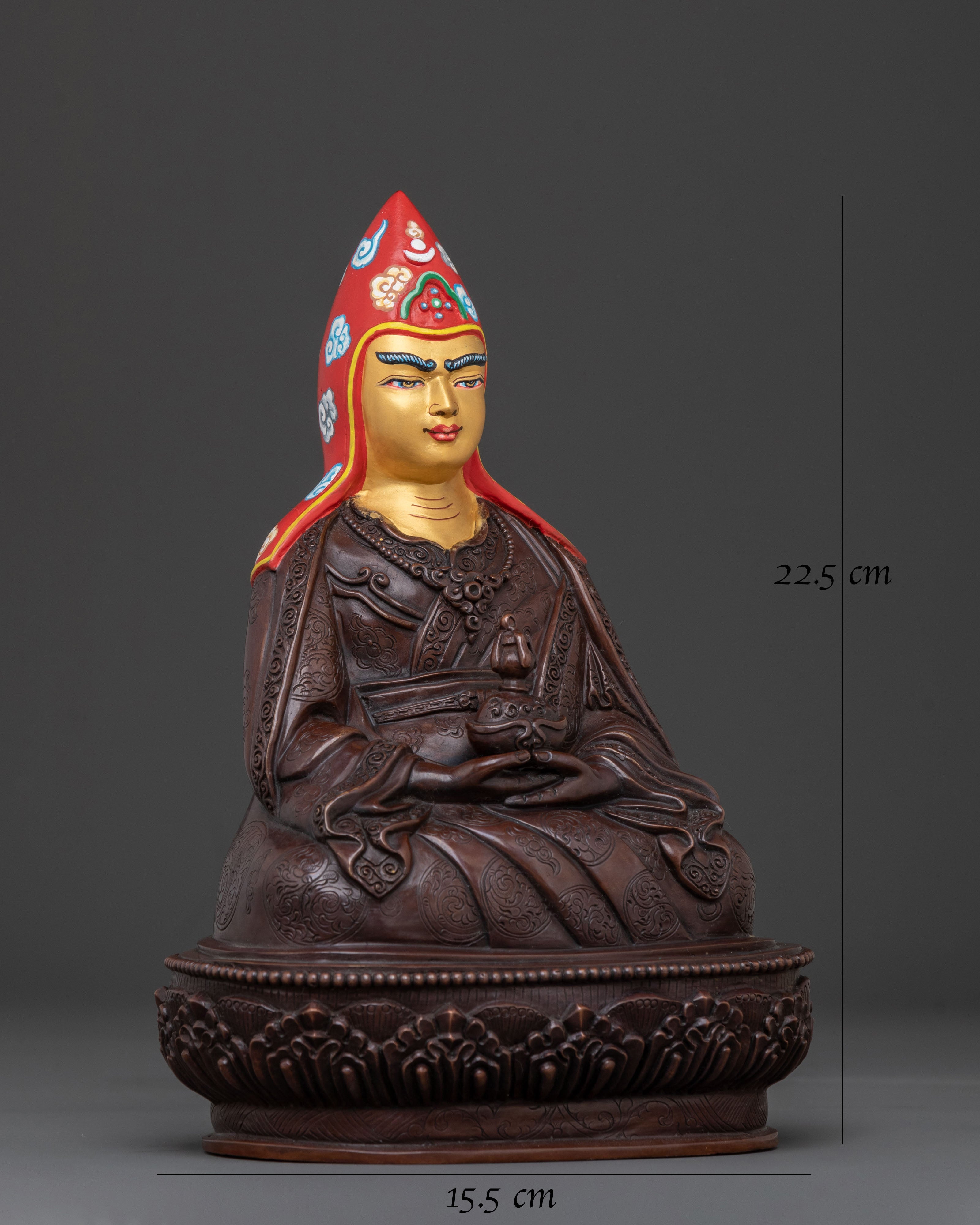 Guru Dewa Chenpo Statue in Oxidized Copper