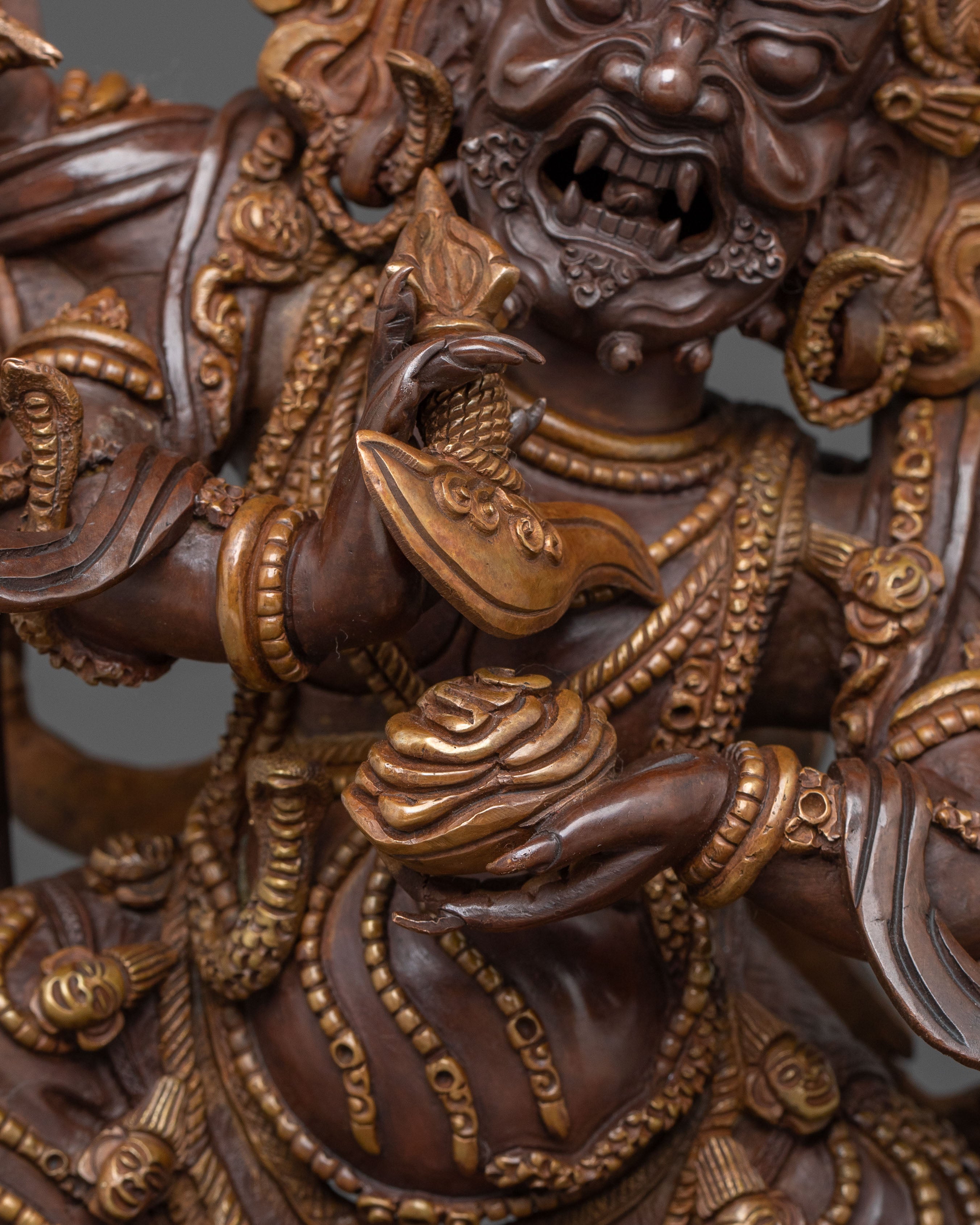 Six-Armed Mahakala Copper Statue | Guardian Figure