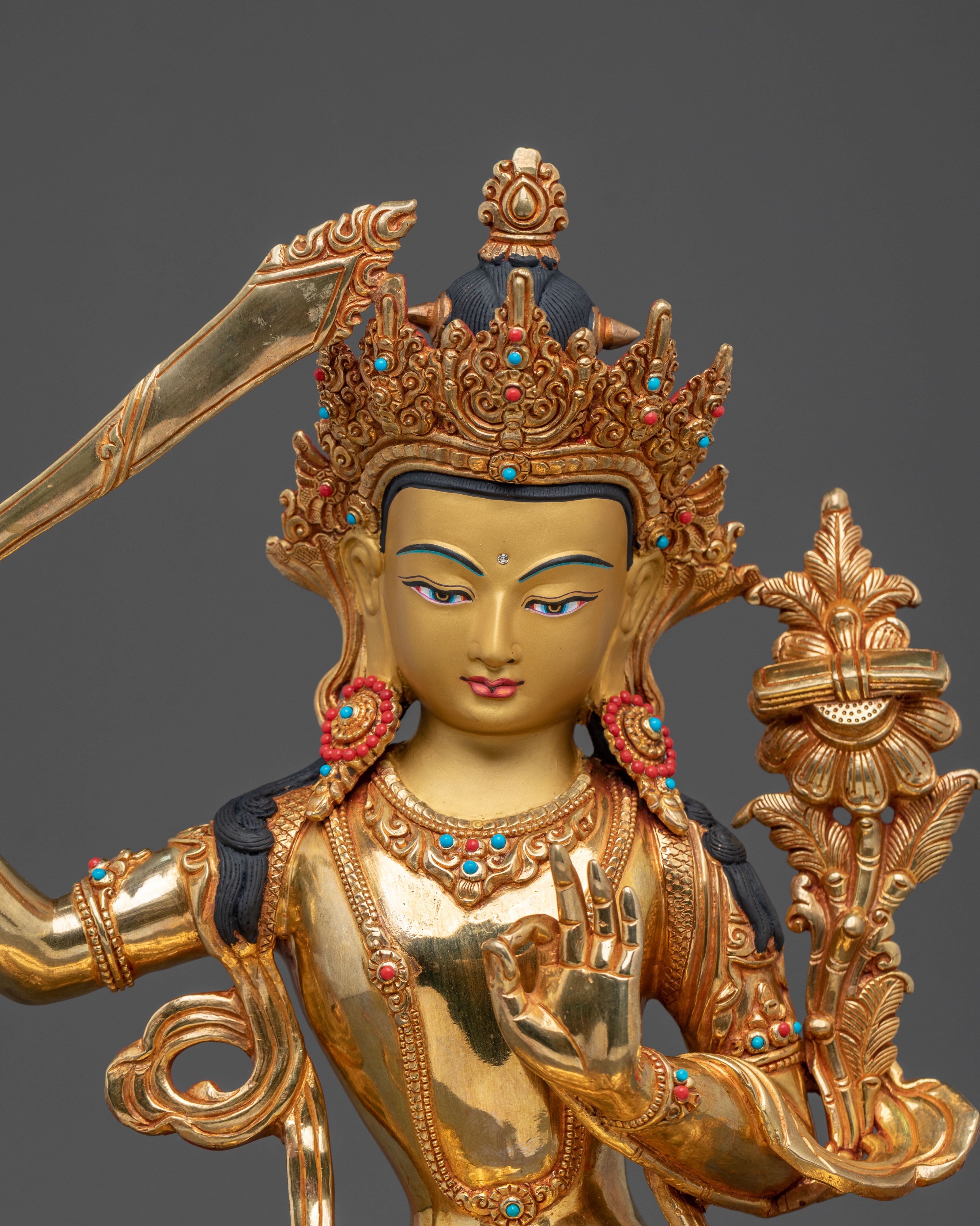 Handmade Manjughoṣa Statue | Tibetan Wisdom Deity