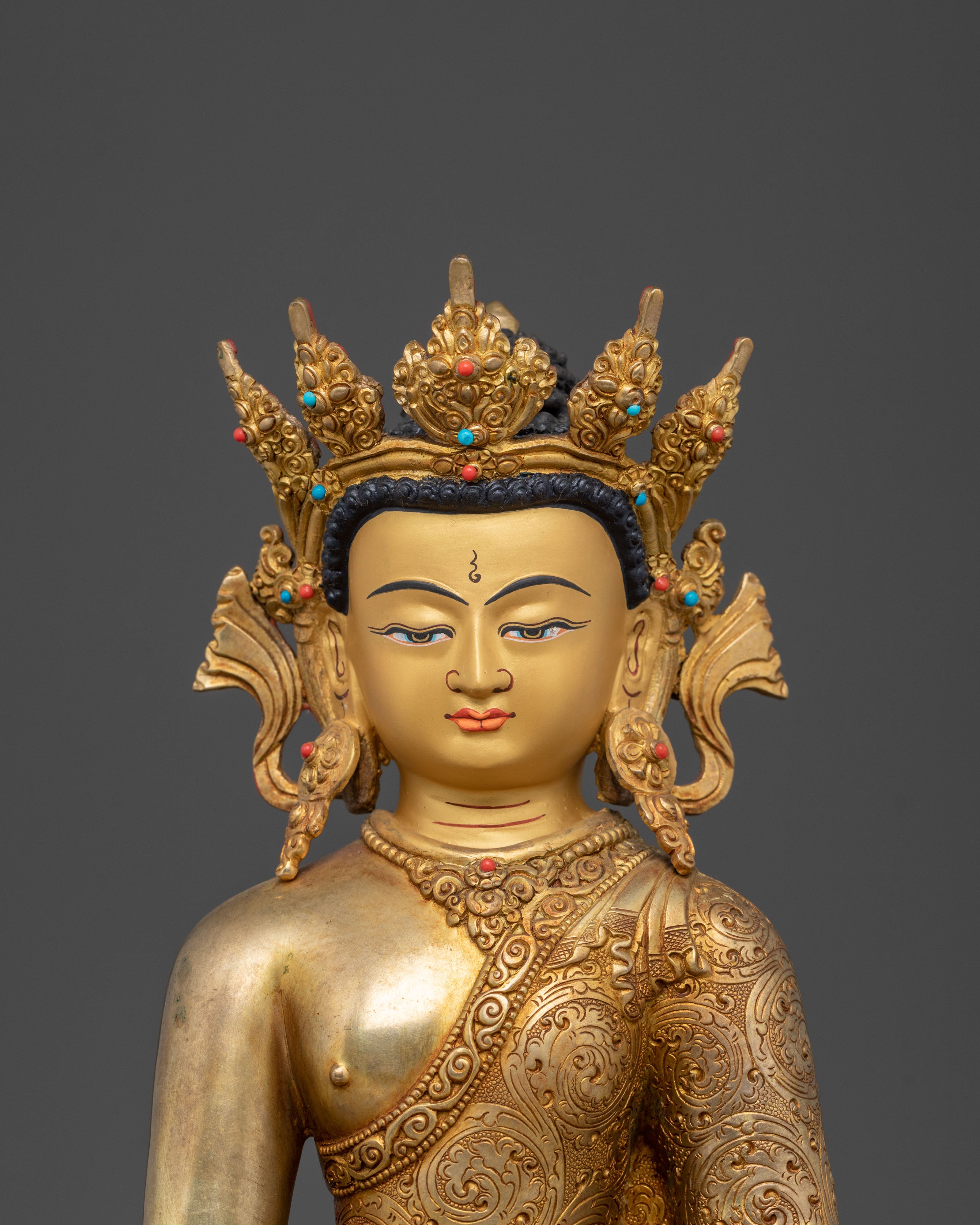 Shakyamuni Buddha Statue with Crown | Divine Figurine