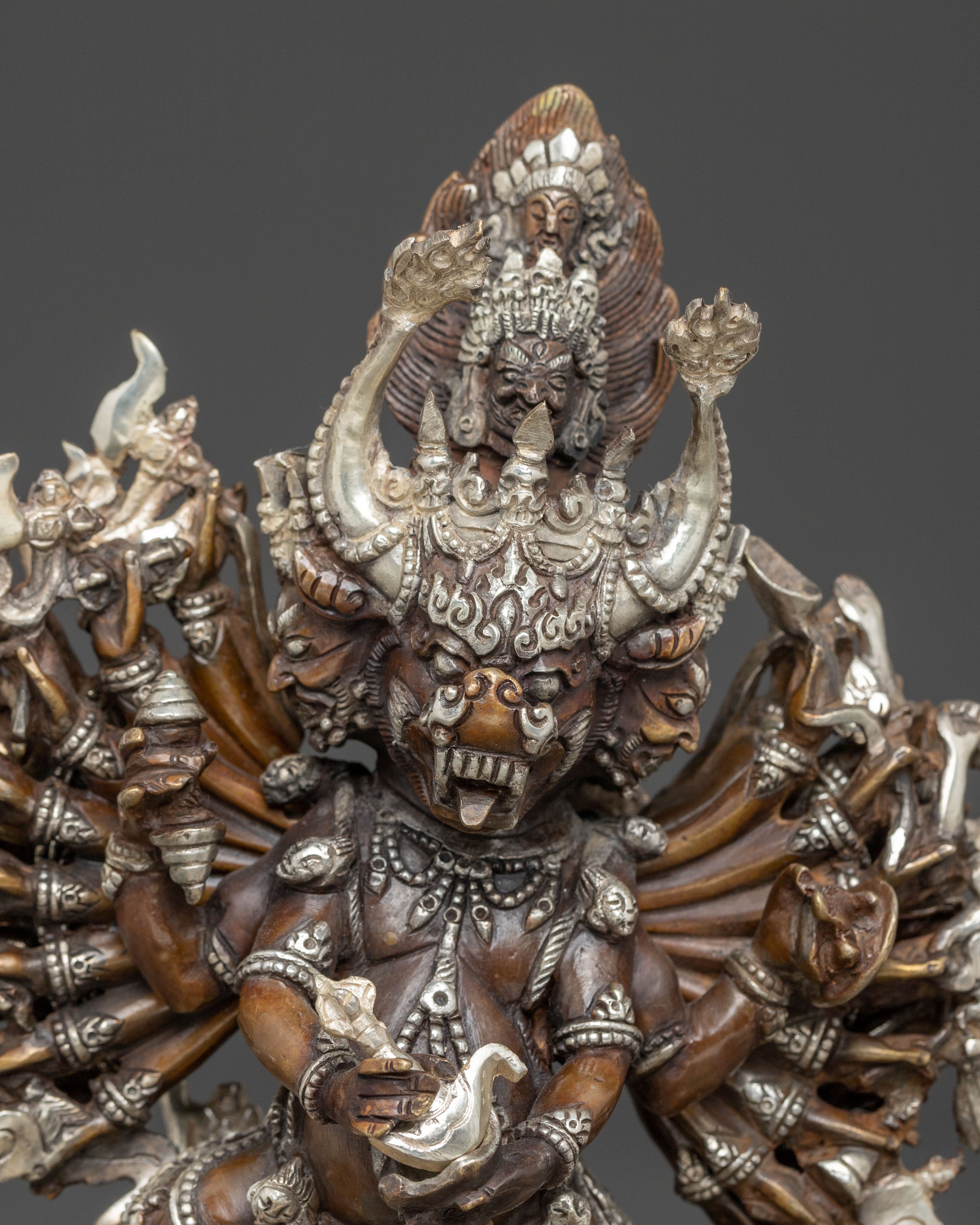 Handmade Yamantaka Golden Statue | Tibetan Buddhist Deity of Wisdom