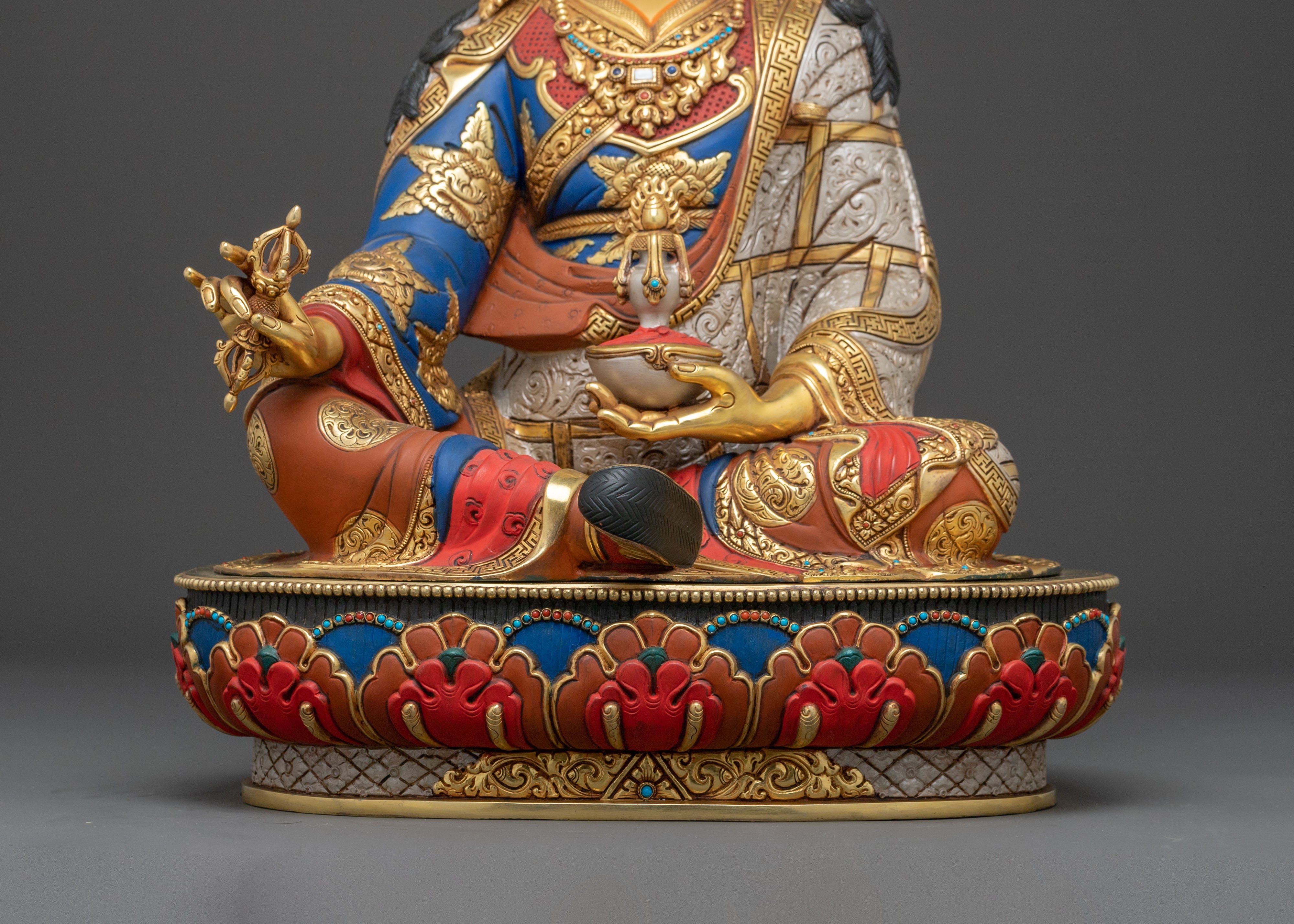 Divine Guru Rinpoche: 24K Gold Gilded Statue