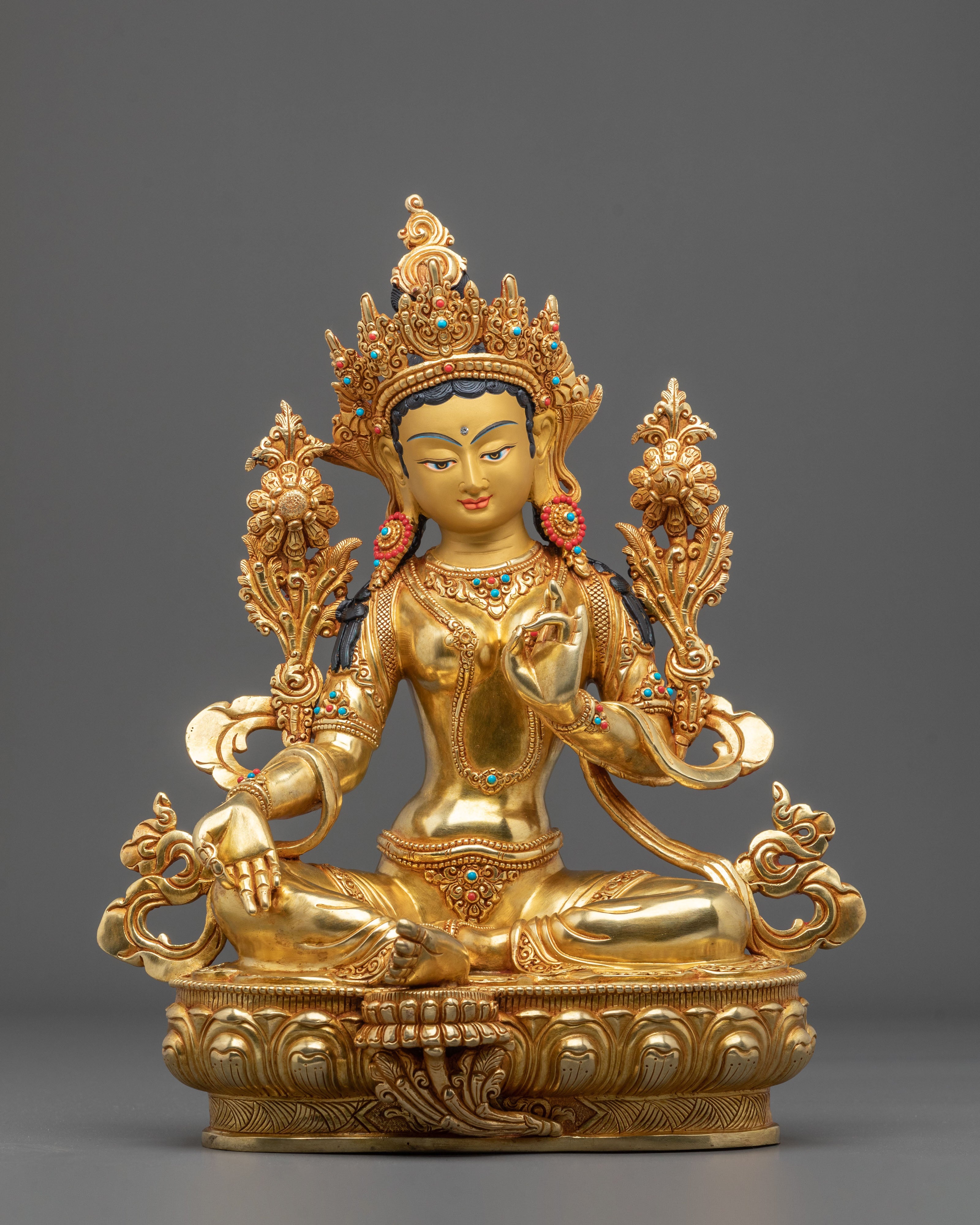 Tibetan Protector Green Tara Figurine | Handcrafted Serenity