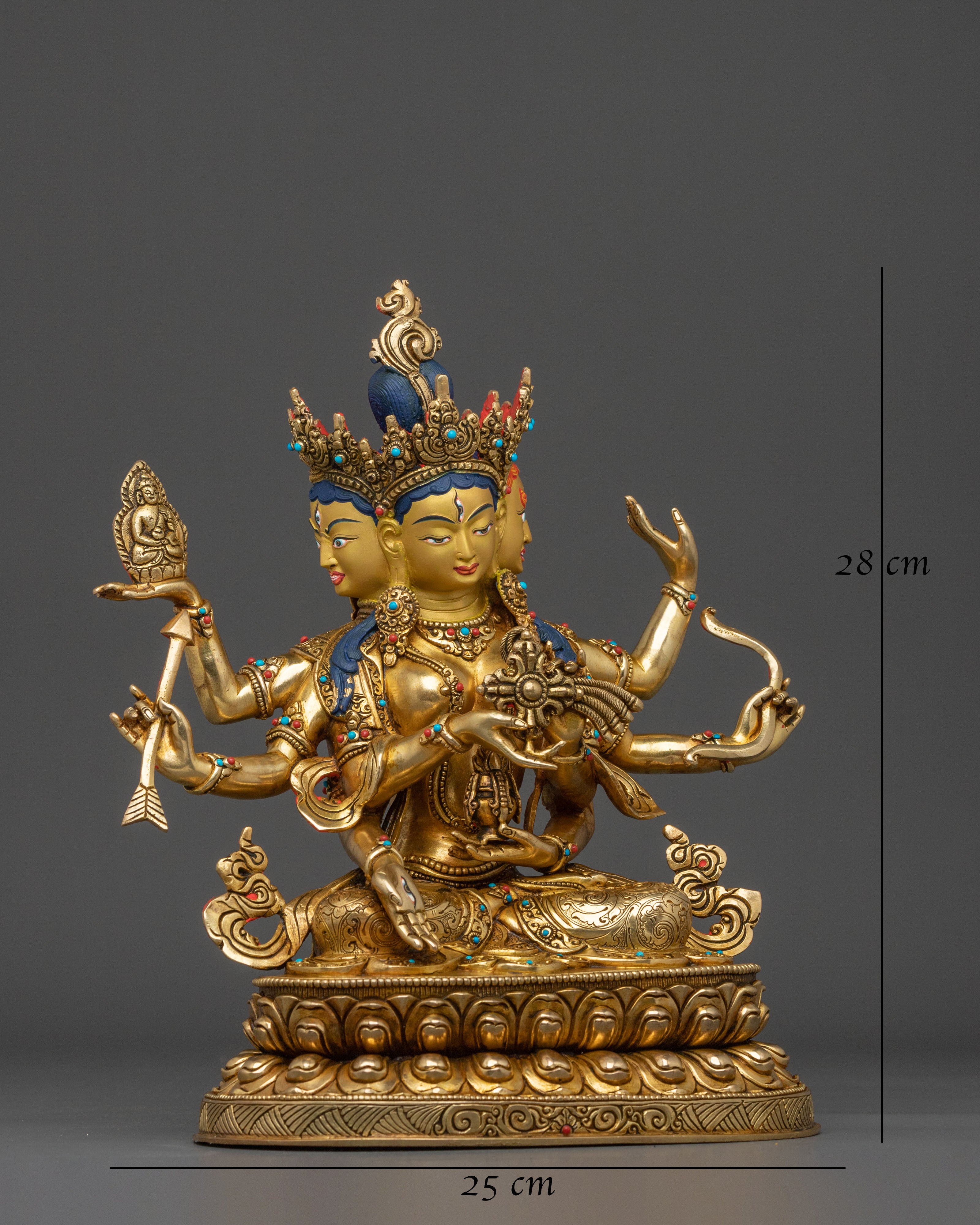 Namgyalma Fire Gold Gilded Statue | Buddhist Longevity Deity Sculpture