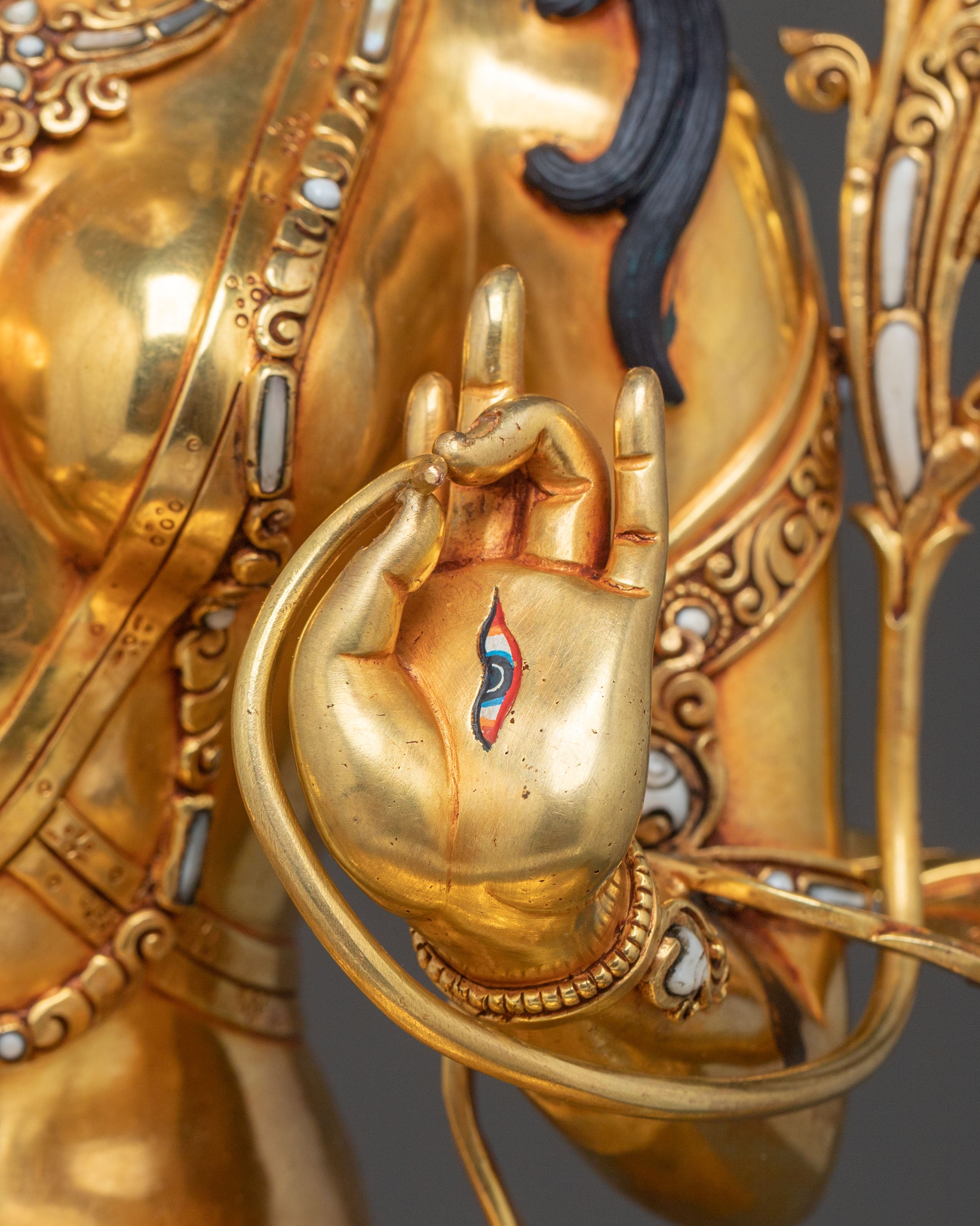 Exquisite 24K Gold Gilded White Tara Statue Seated on Throne