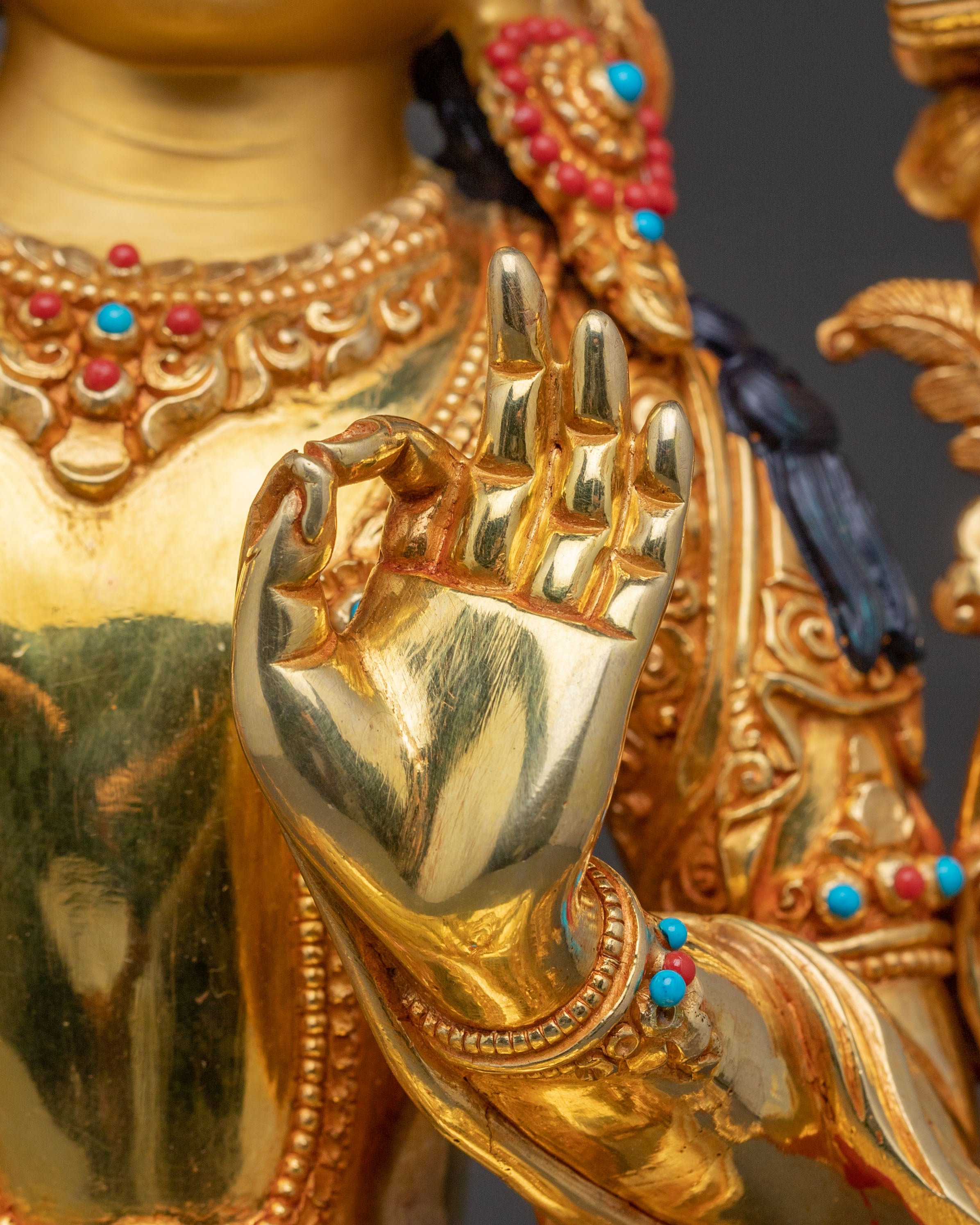 Manjushri Buddhist Statue | Radiant Wisdom Gilded in 24K Gold