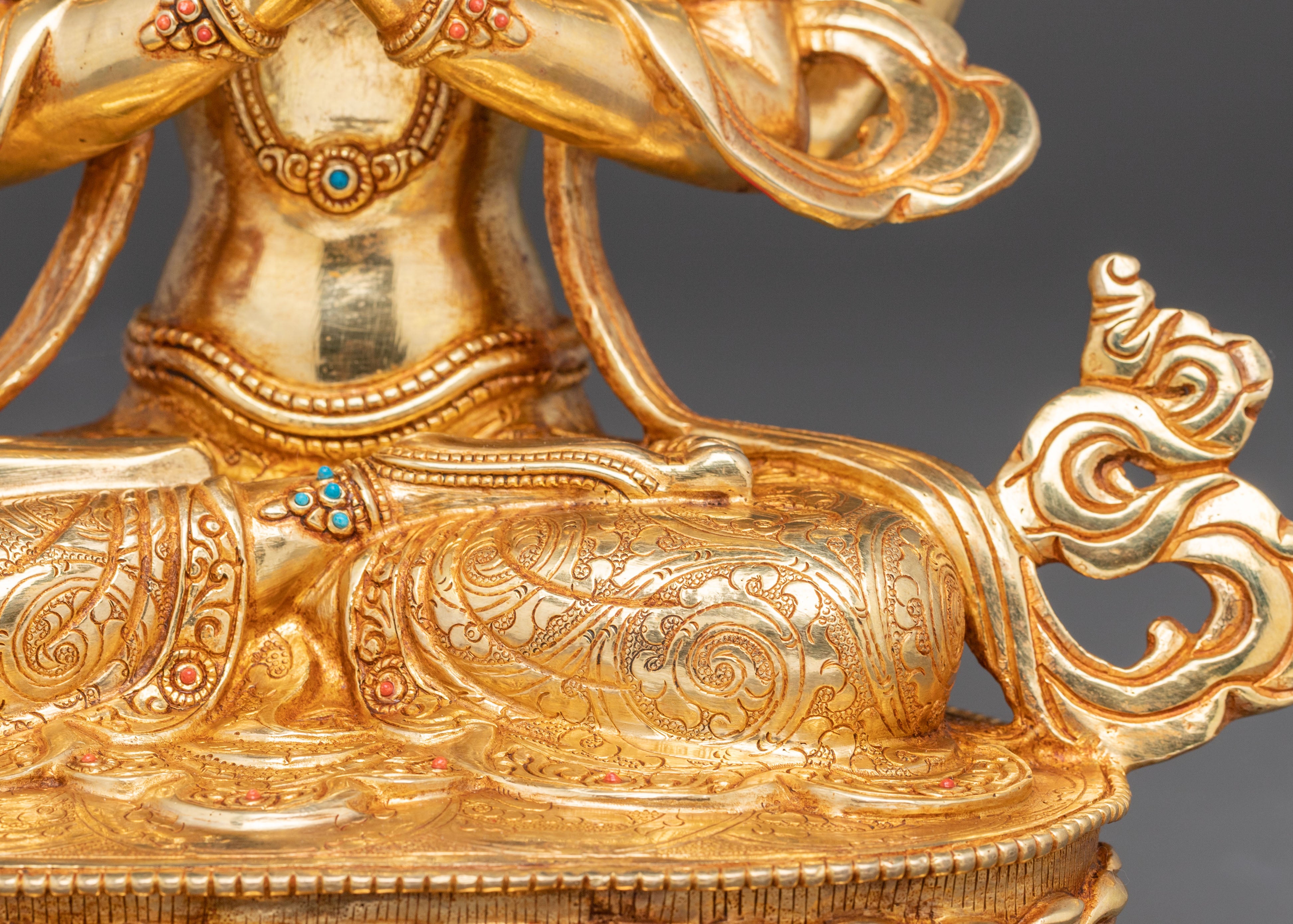 Handcrafted Golden Artwork of Four-Armed Chenrezig