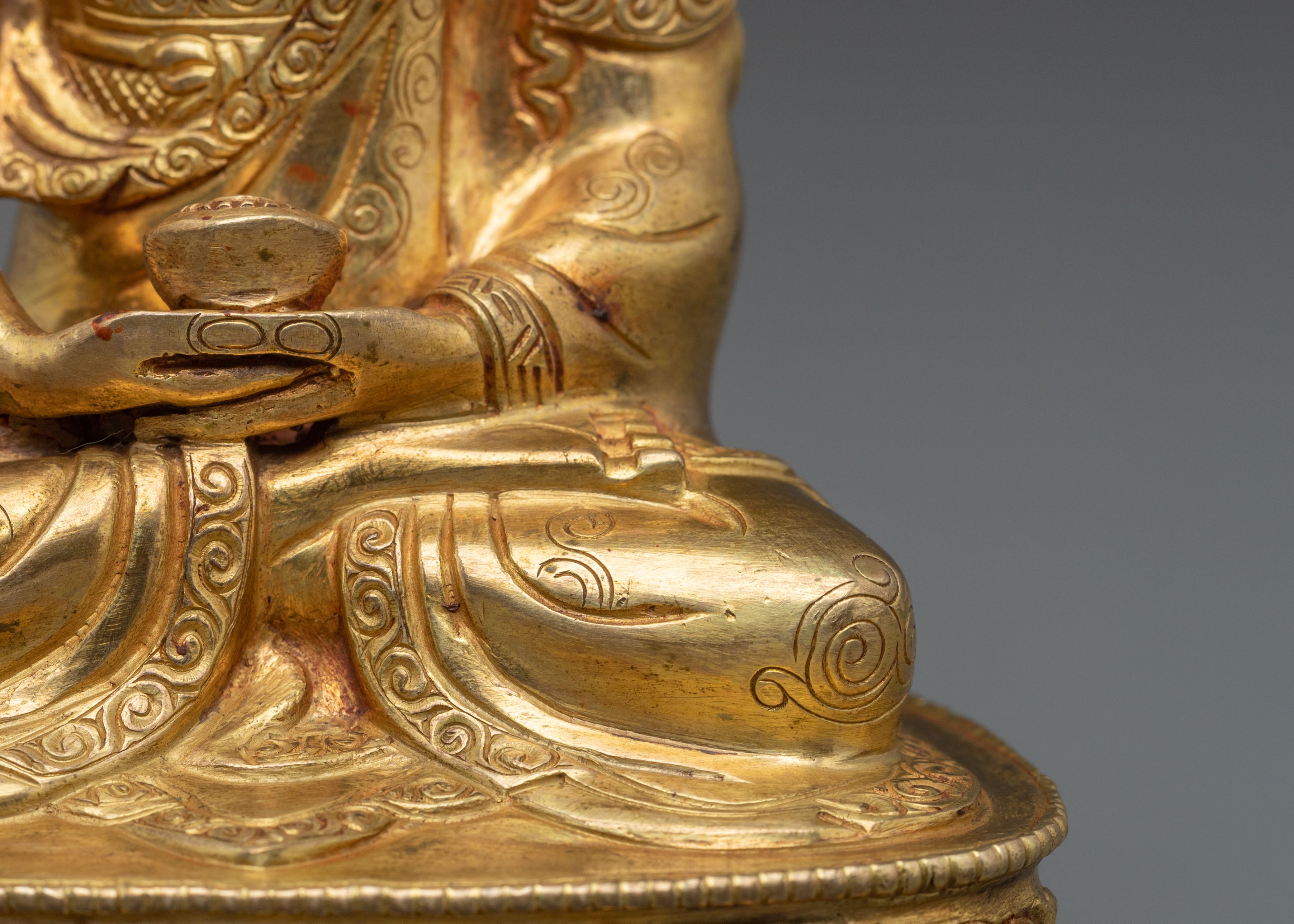 Hand-Carved Amitabha Buddha Statue | Serene & Gold Gilded