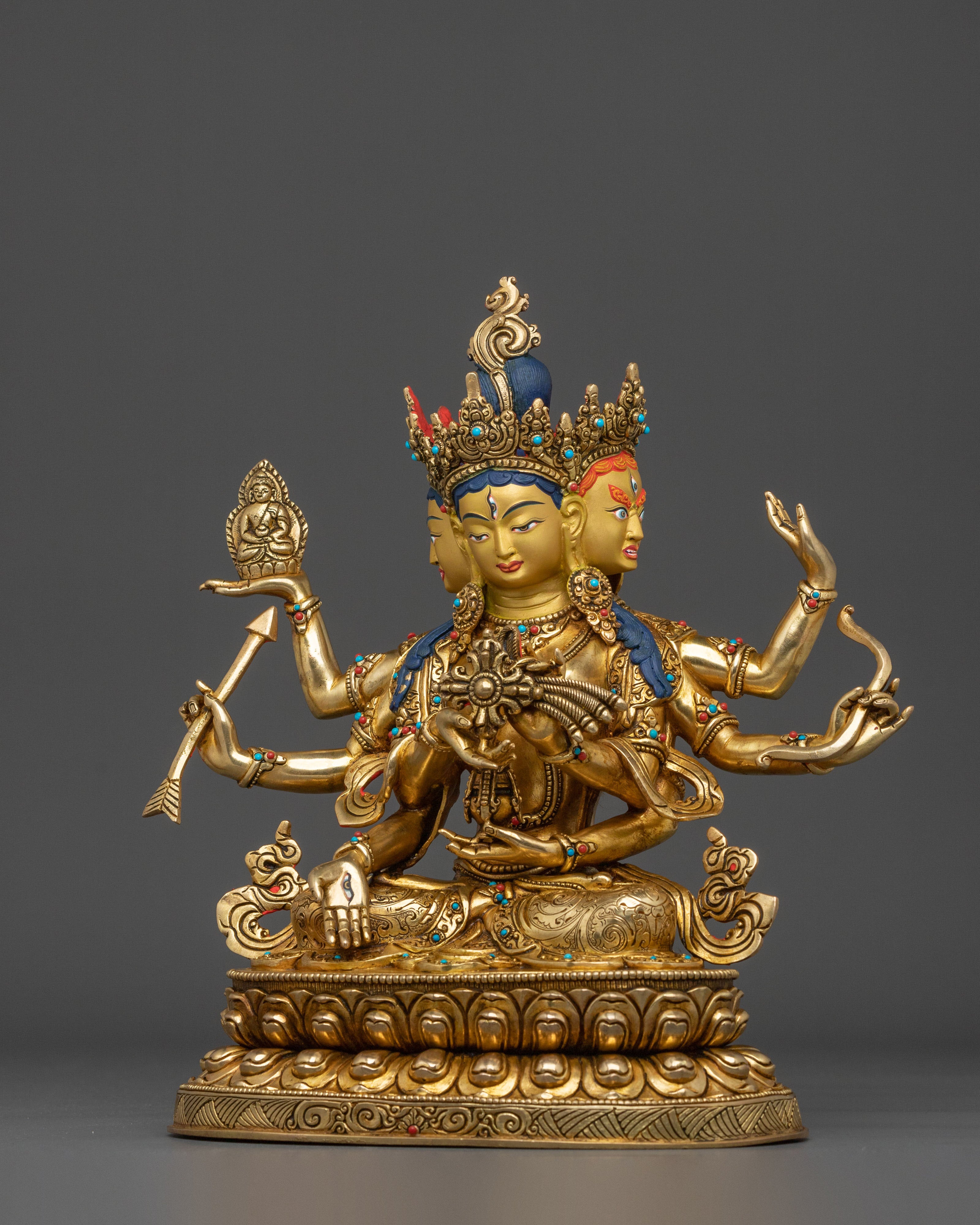 Namgyalma Fire Gold Gilded Statue | Buddhist Longevity Deity Sculpture