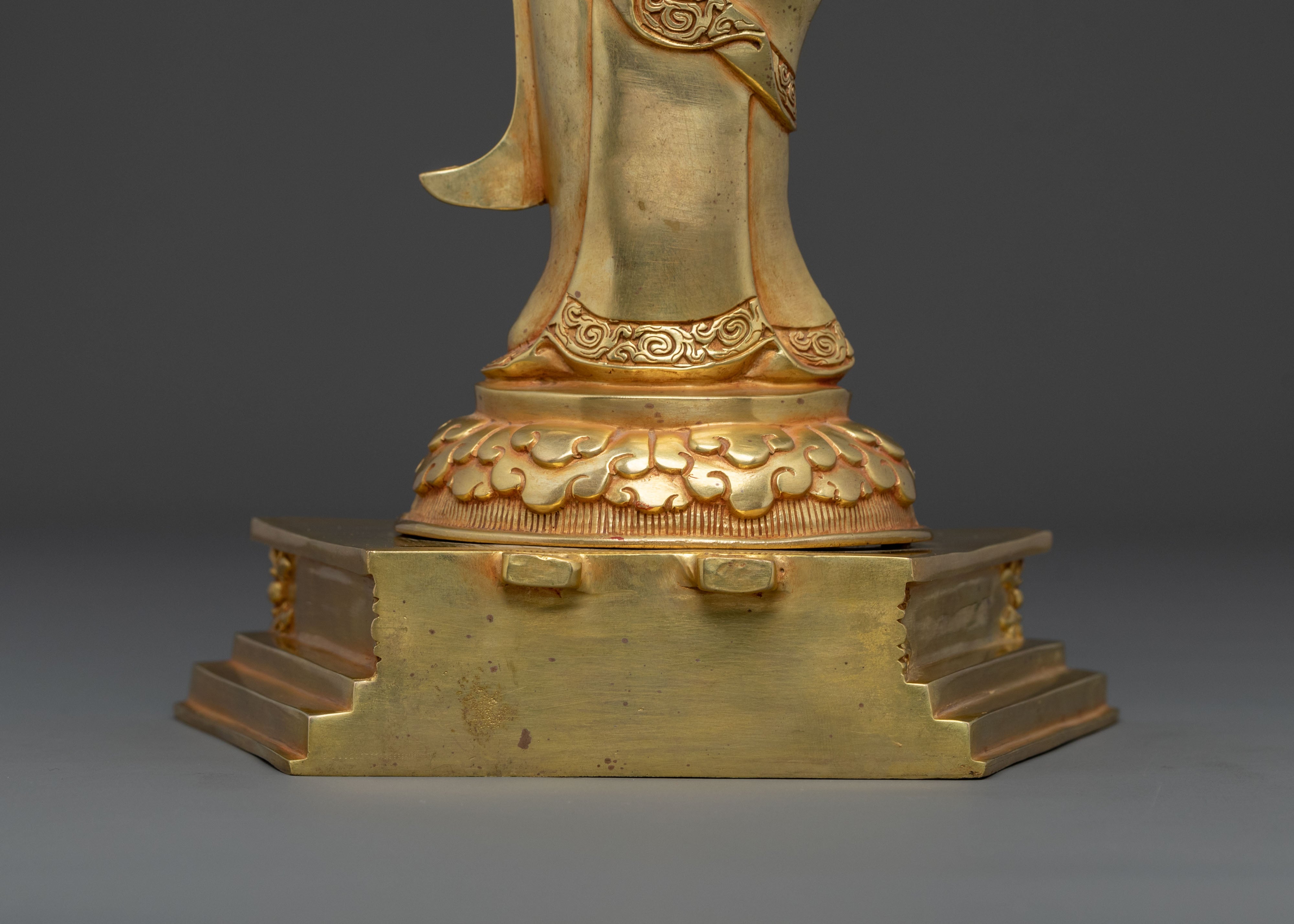 Dancing Guru Rinpoche: 24K Gold Gilded Figurine