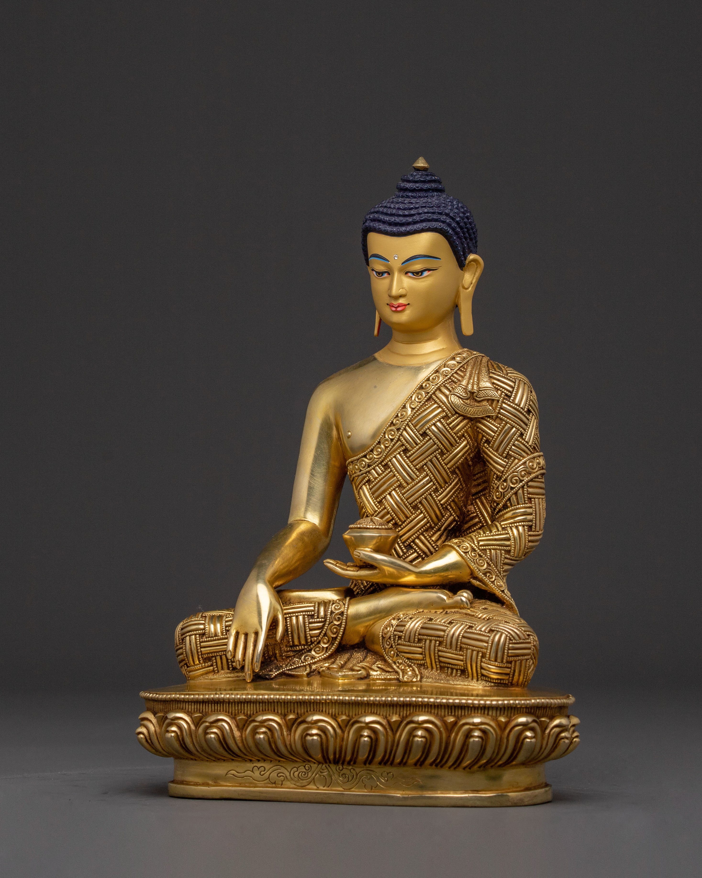 Shakyamuni Buddha Enlightenment Statue for Blessing | 24K Gold Gilded