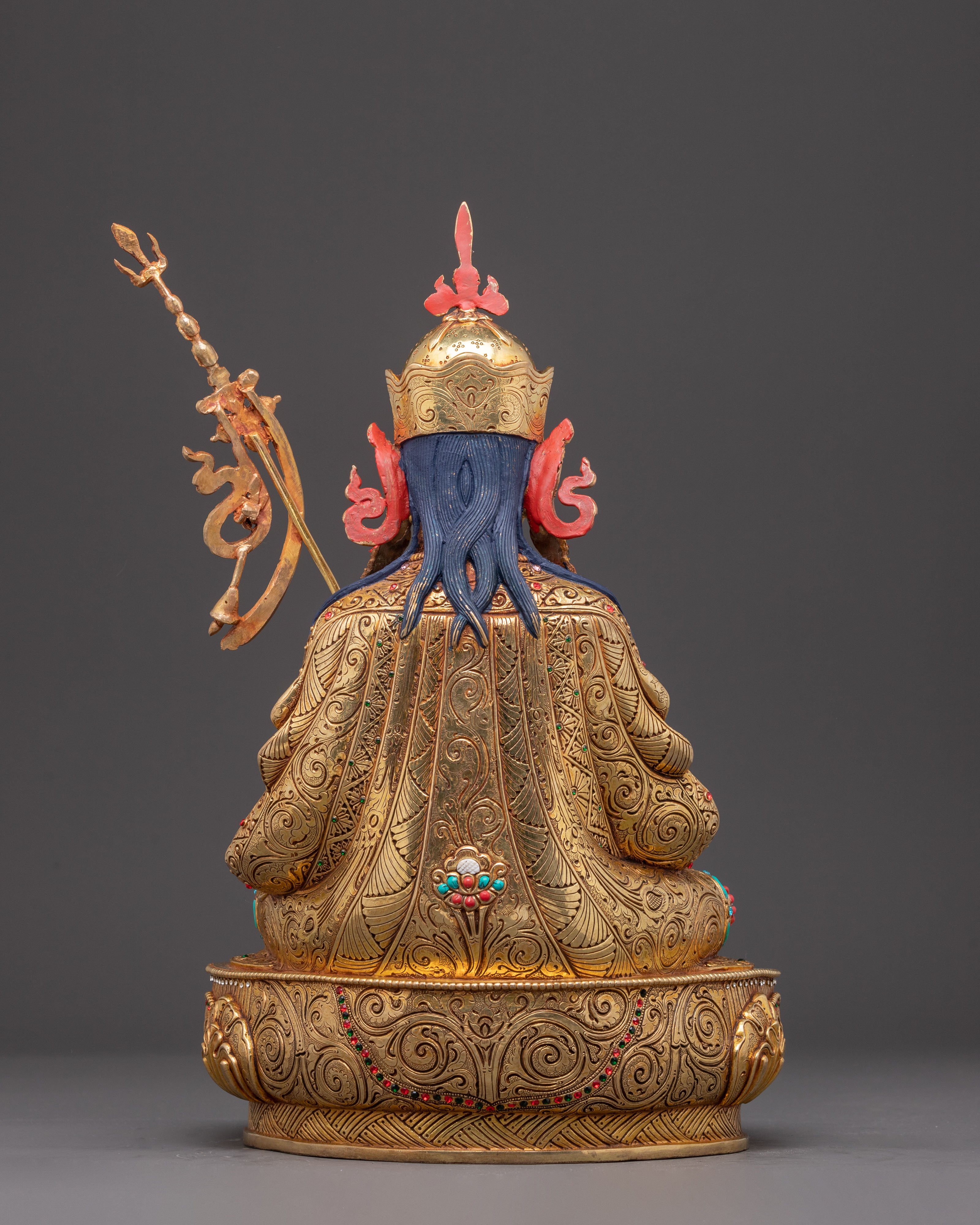 Handmade Golden Statue of Guru Tsyoke Dorje | Traditional Tibetan Icon