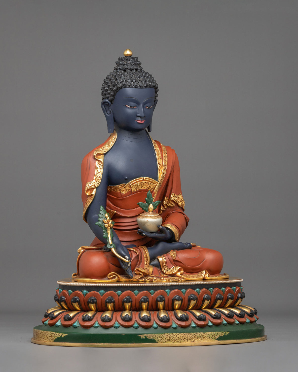 24K Gold Gilded Copper Three Buddha Statue Set | Sacred Buddhist Trio