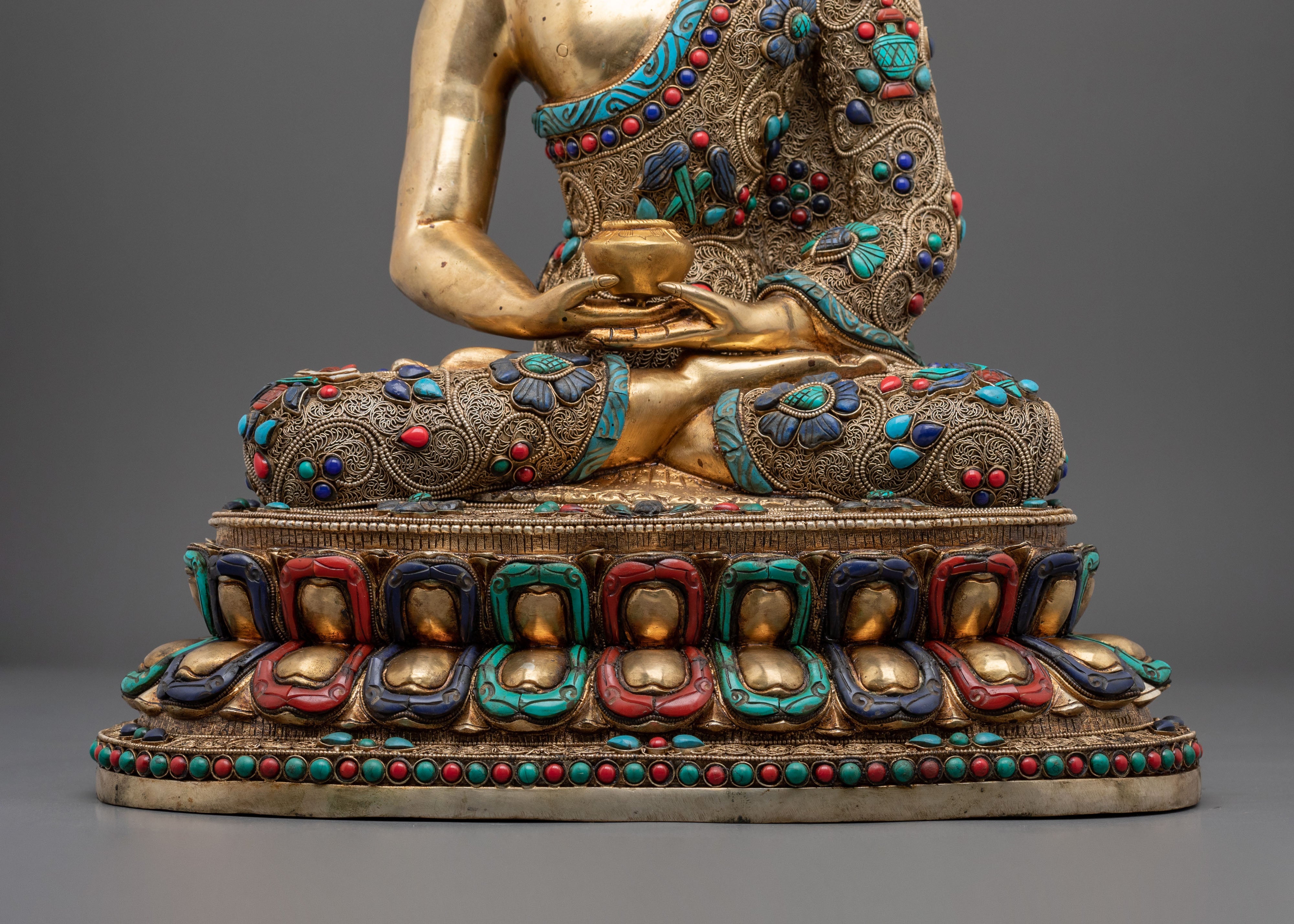24K Gold Gilded Amitabha Buddha Mahayana Statue