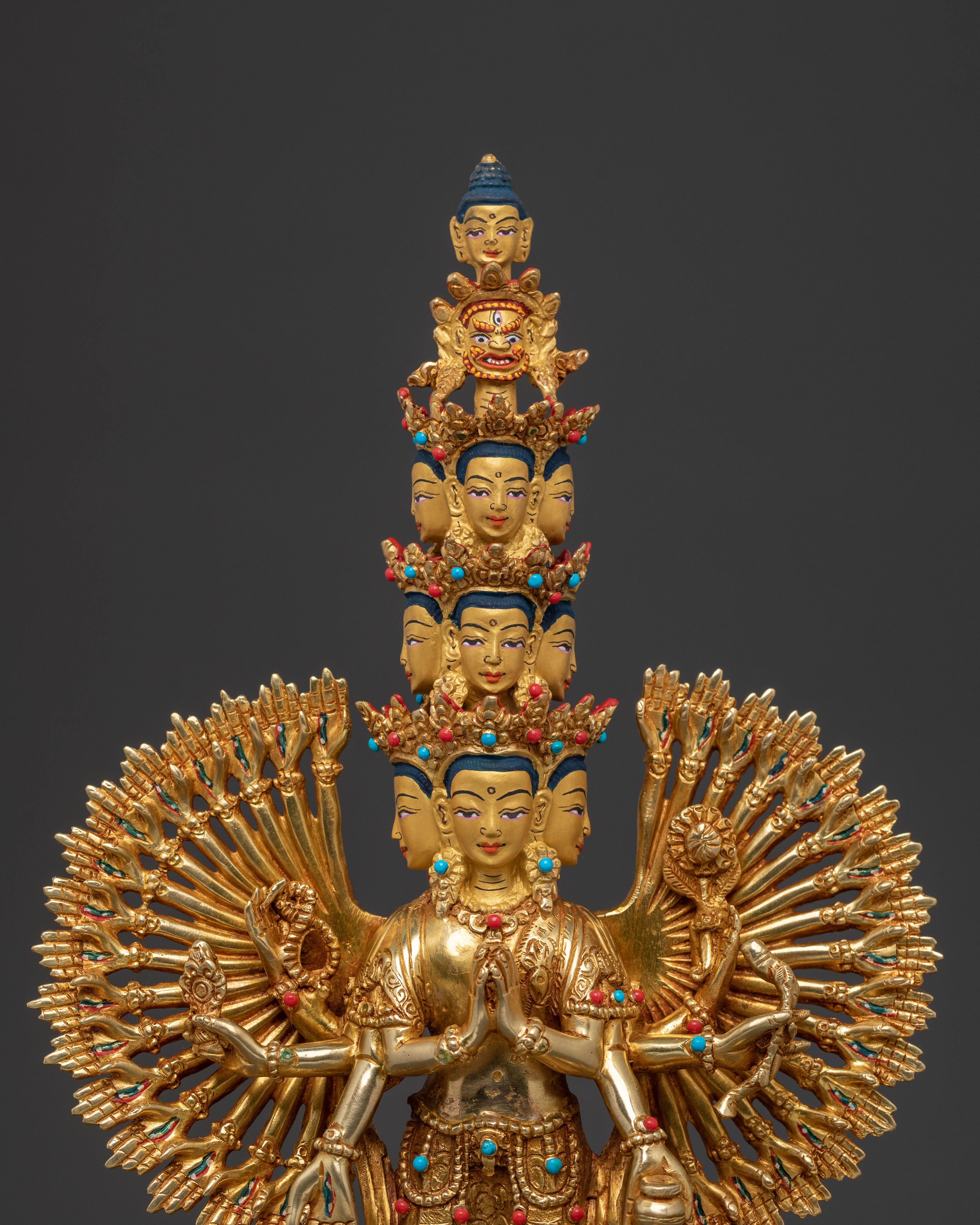 1000 Armed Chenrezig Statue | 24K Gold Gilded Icon