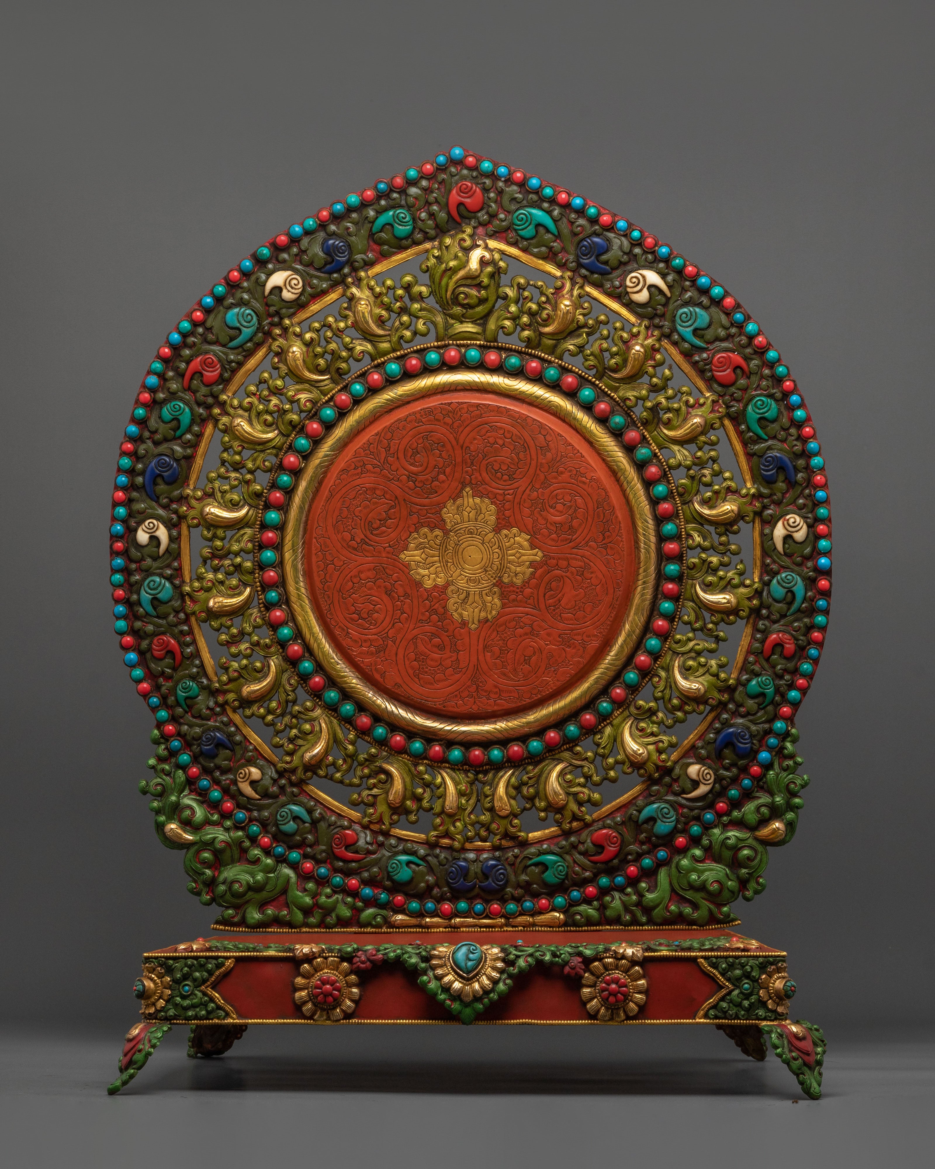 Dzambhala Statue on a Throne | Fire Gold Gilded Figurine
