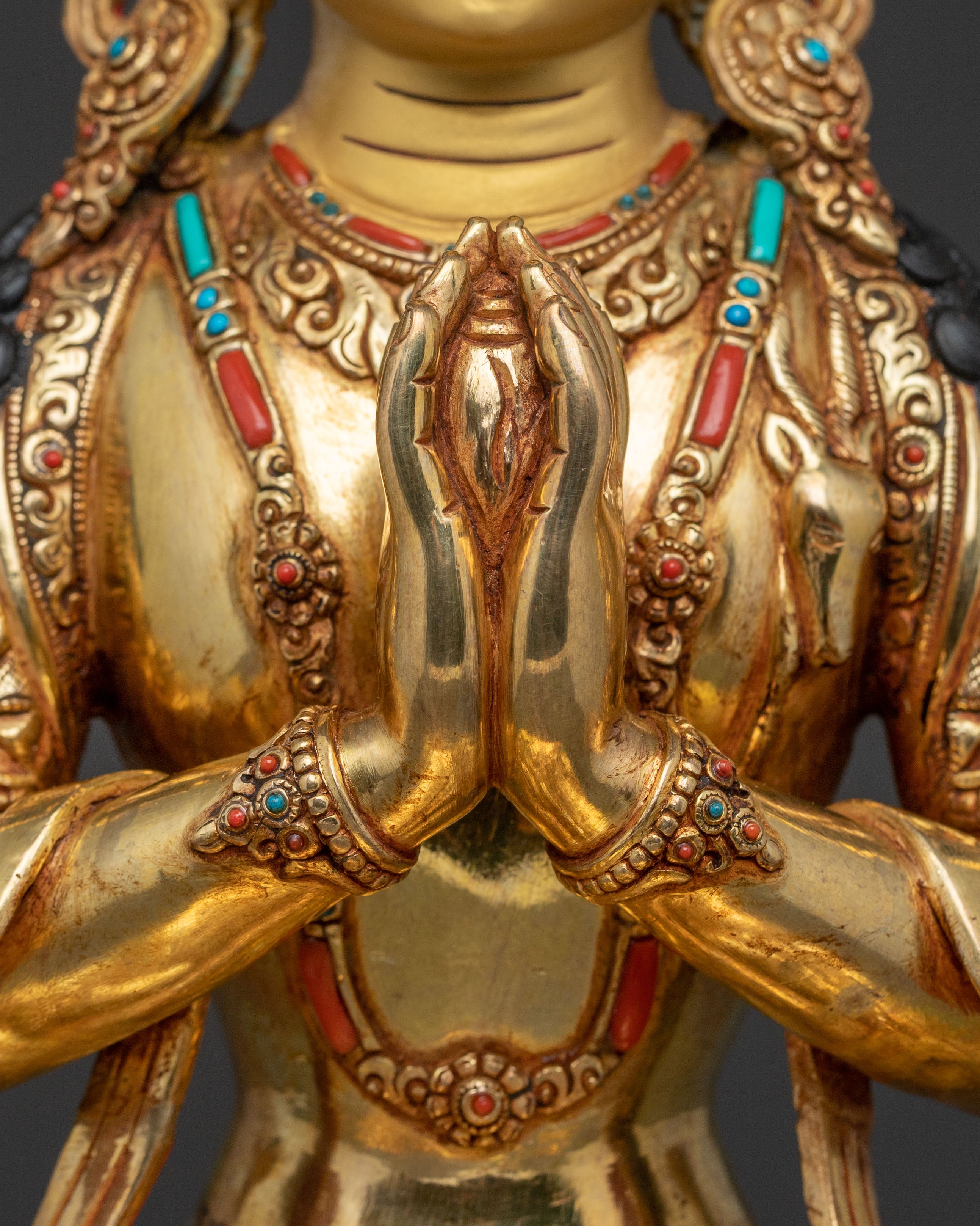Chenrezig Altar Statue - 24K Gold Gilded
