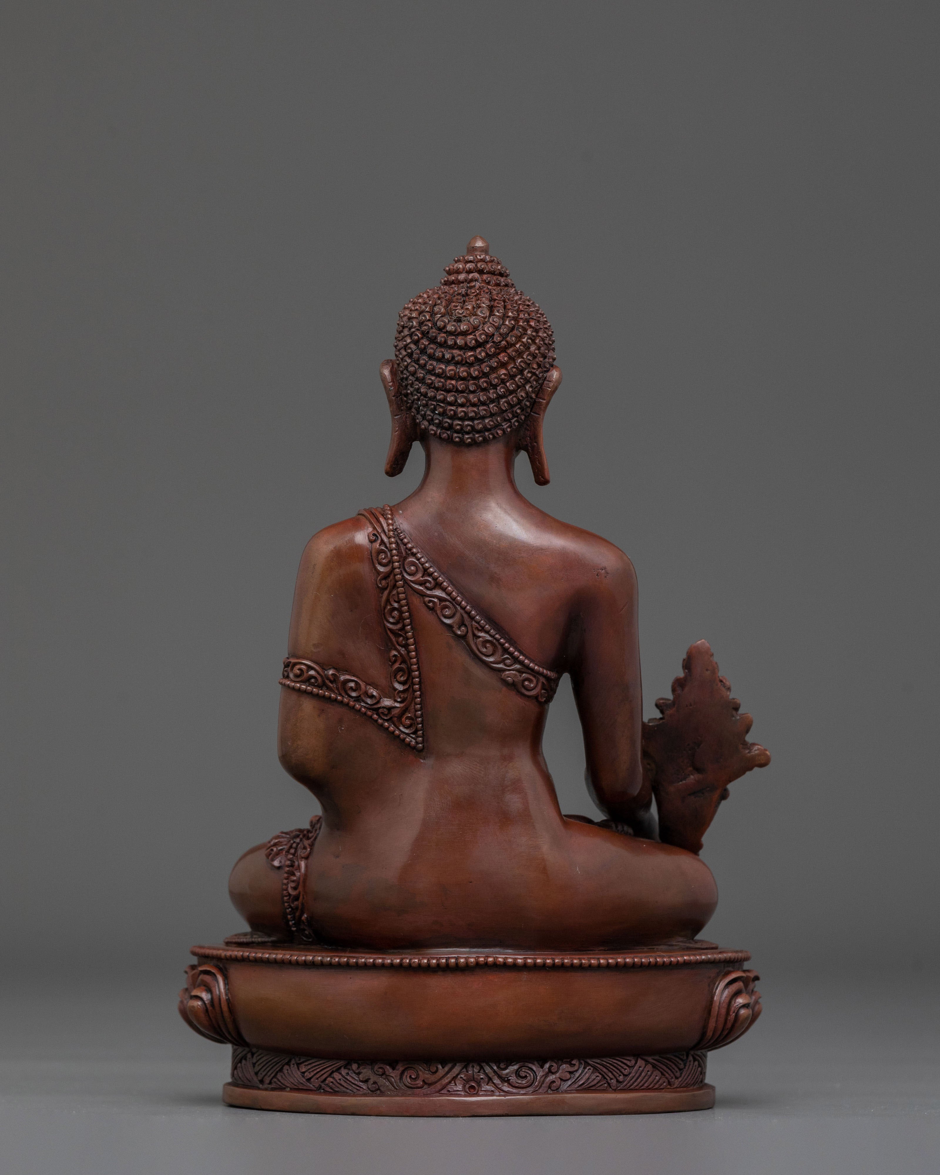 Medicine Buddha Figurine of Spiritual Healing | Oxidized Copper Art