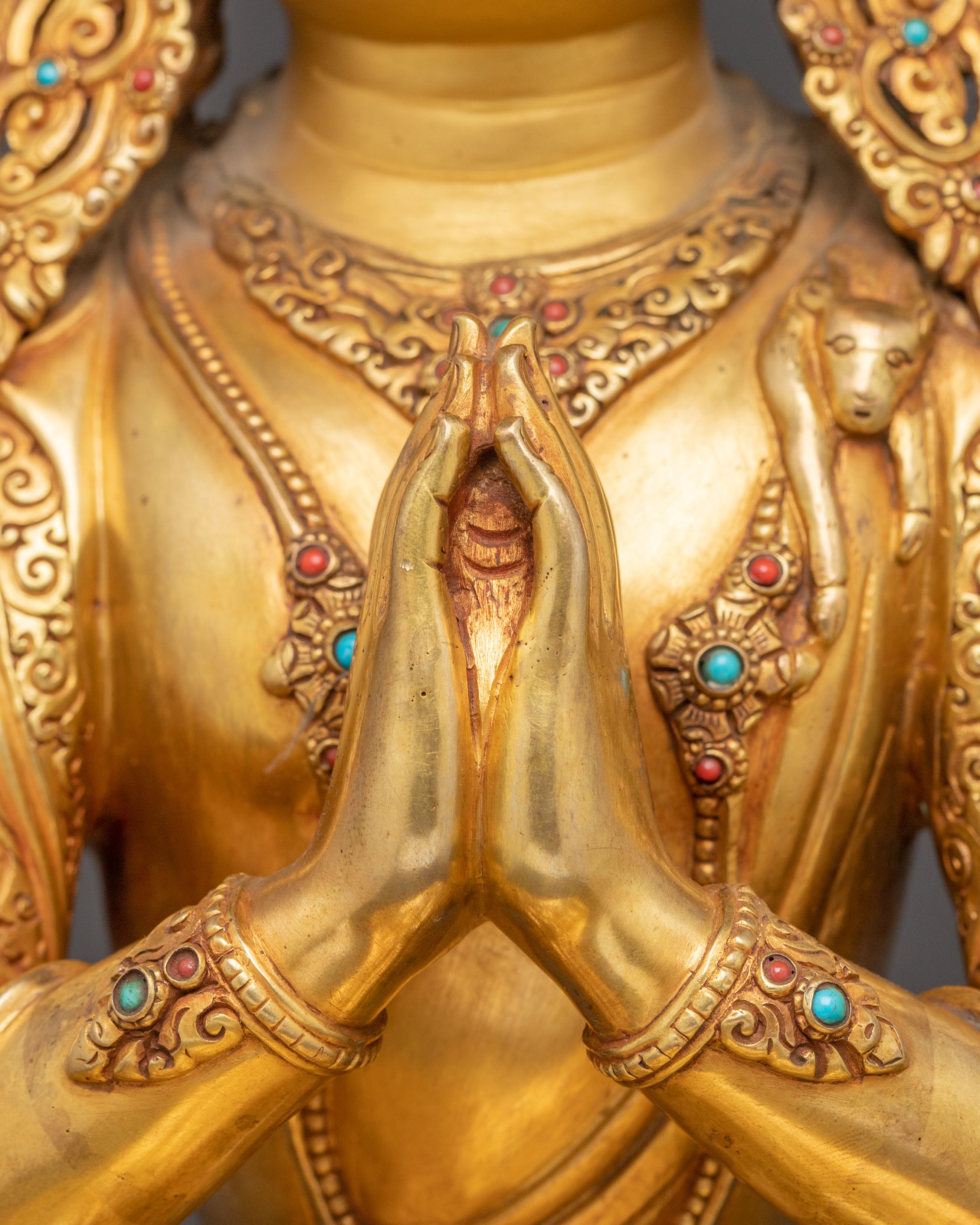 Golden Avalokiteshvara Bodhisattva Statue | Compassion Deity