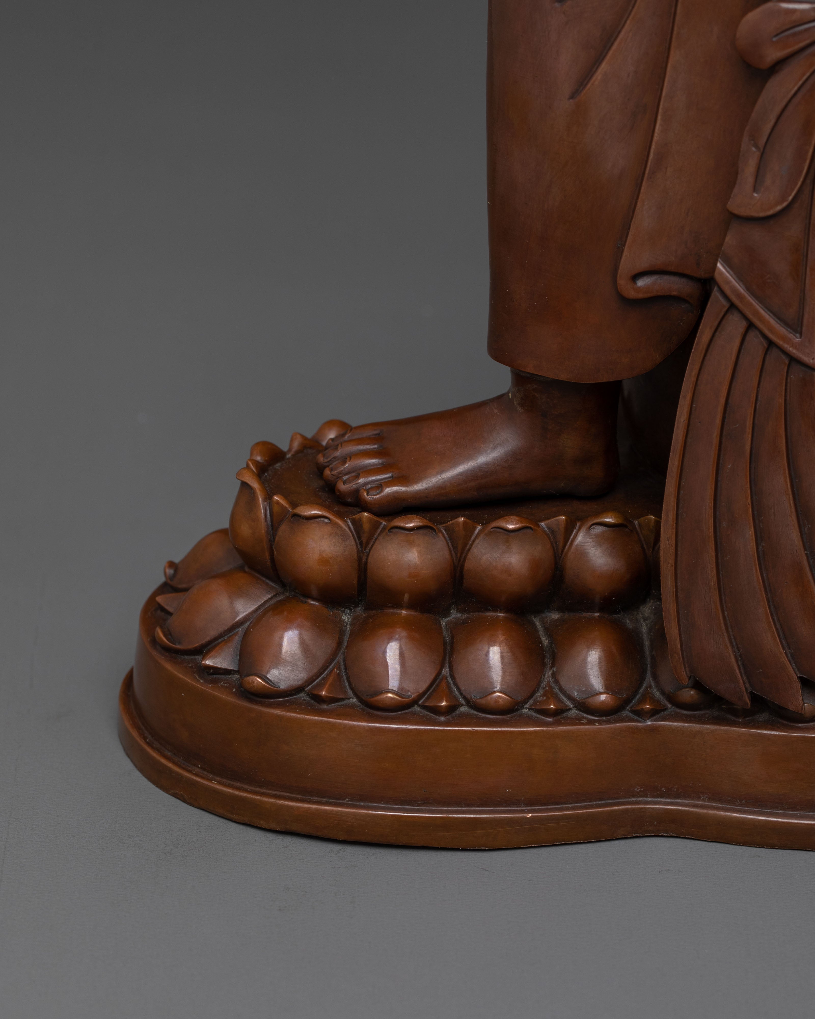Maitreya Buddha Statue | Oxidized Copper Buddhist Sculpture
