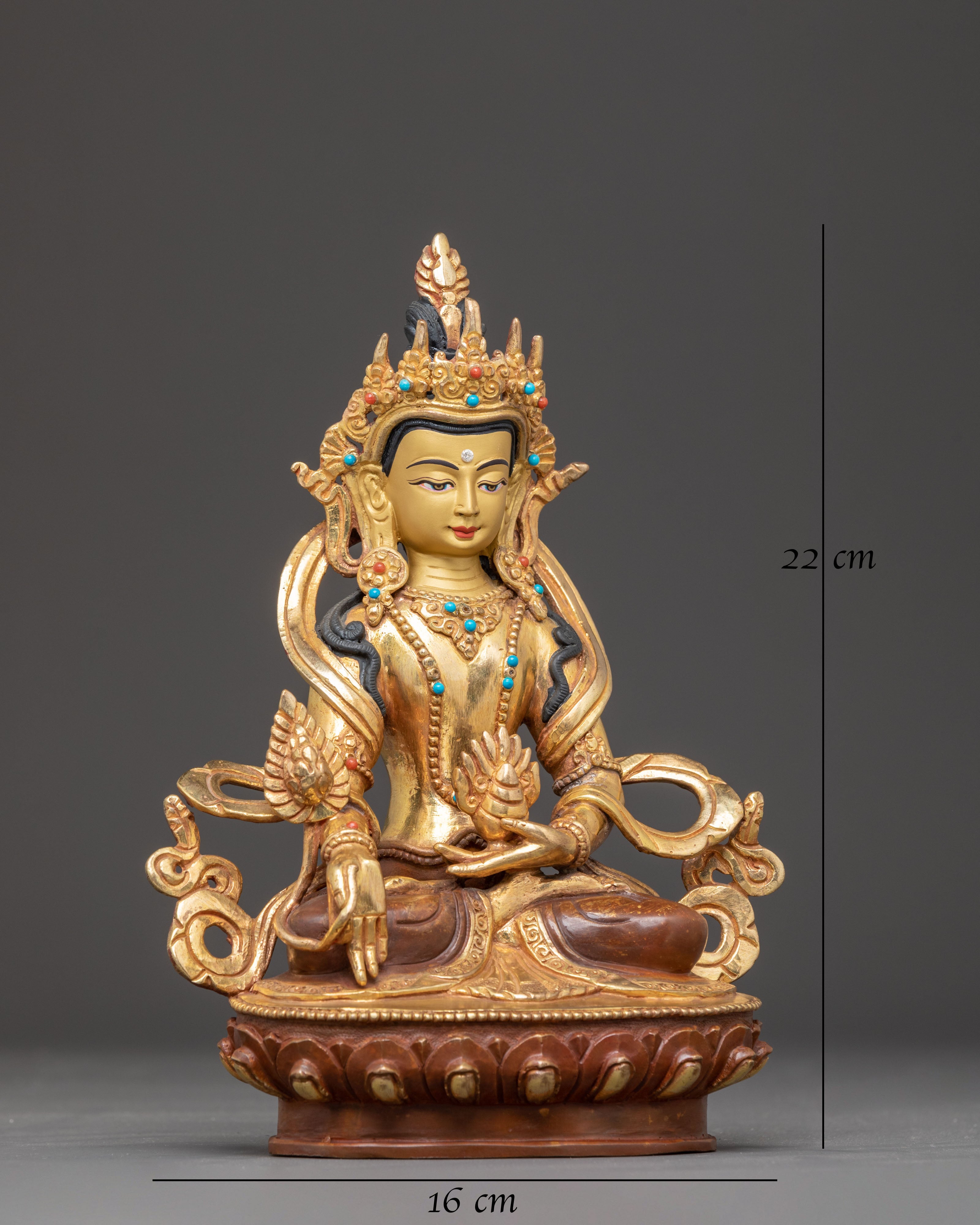 Handmade 24K Gold Glided Ksitigarbha Statue