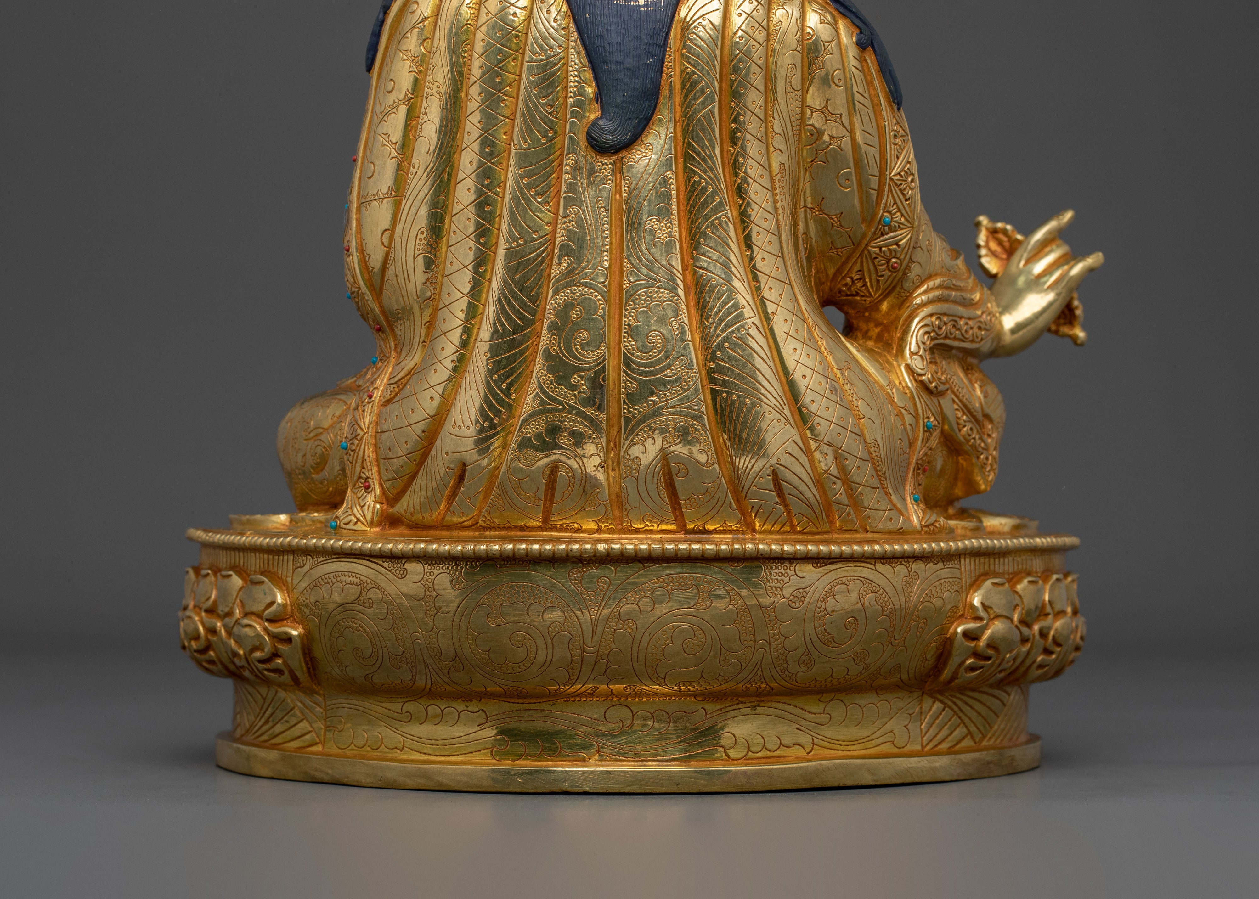 Buddhist Protector Guru Rinpoche Statue | 24K Gold Gilded Artwork