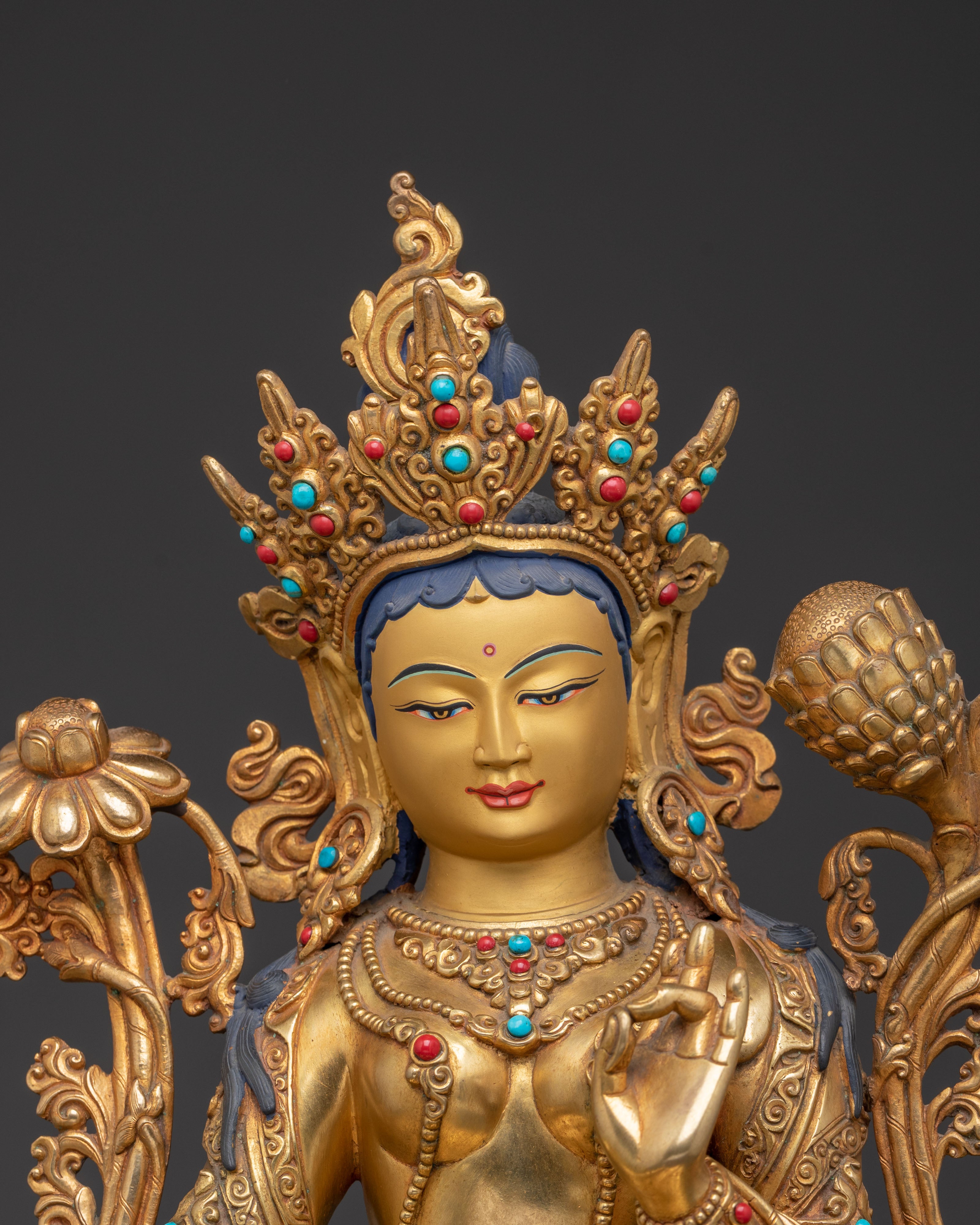 Handcrafted Goddess Green Tara Statue for Protection