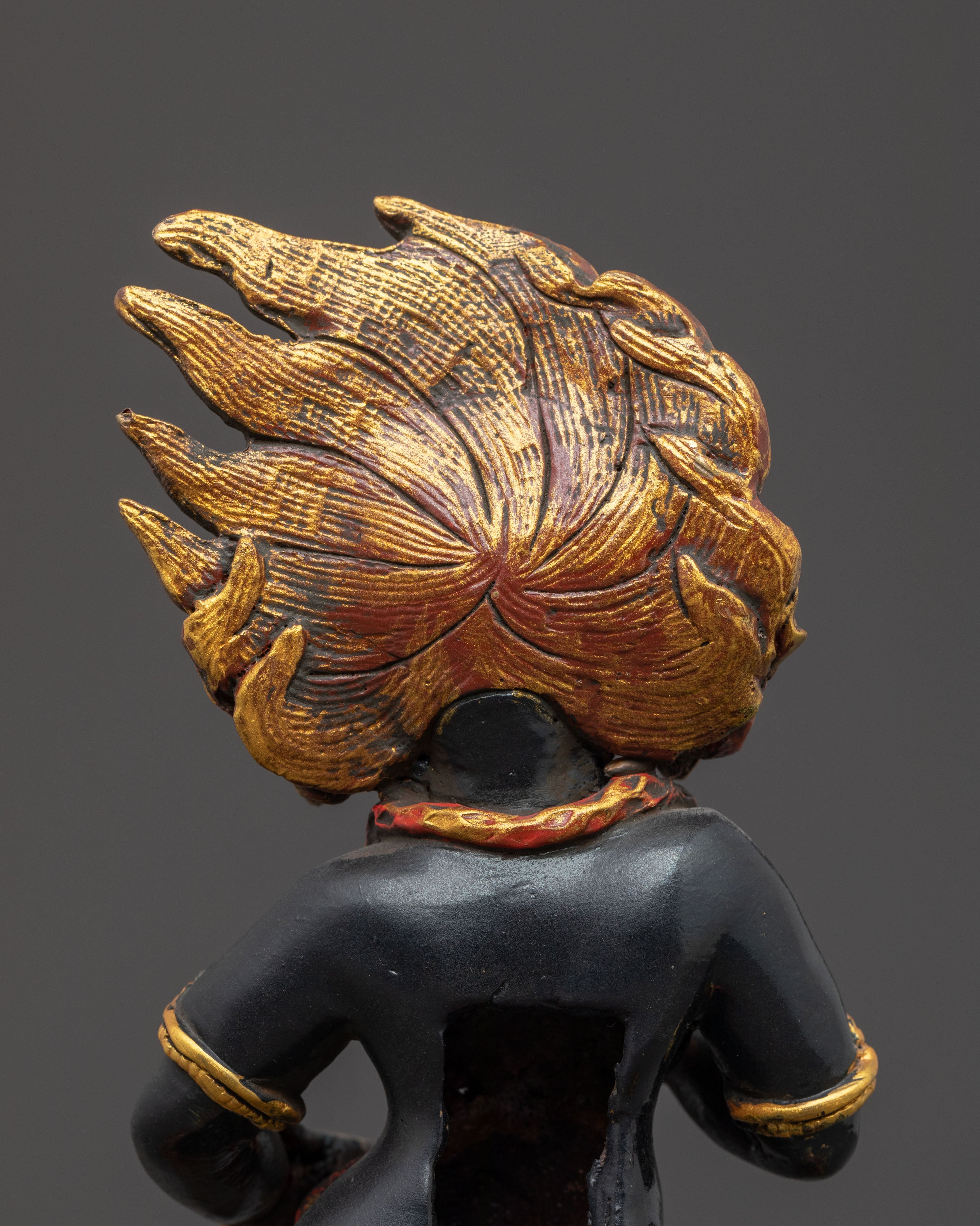 Black Dzambhala Tibetan Statue: Hand-Painted Copper Art